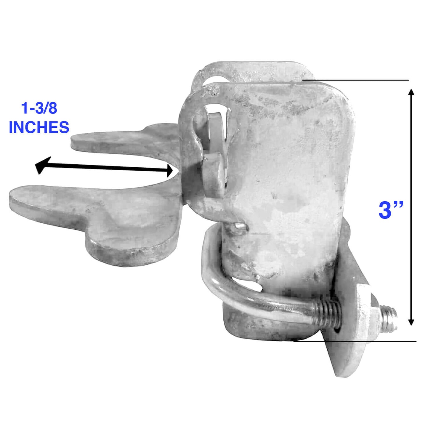 Kennel Gate Latch for Dog Kennel. Fits 1-3/8" Gate Frame & 1-3/8" Gate Post. Made of galvanized steel to prevent rust and corrosion