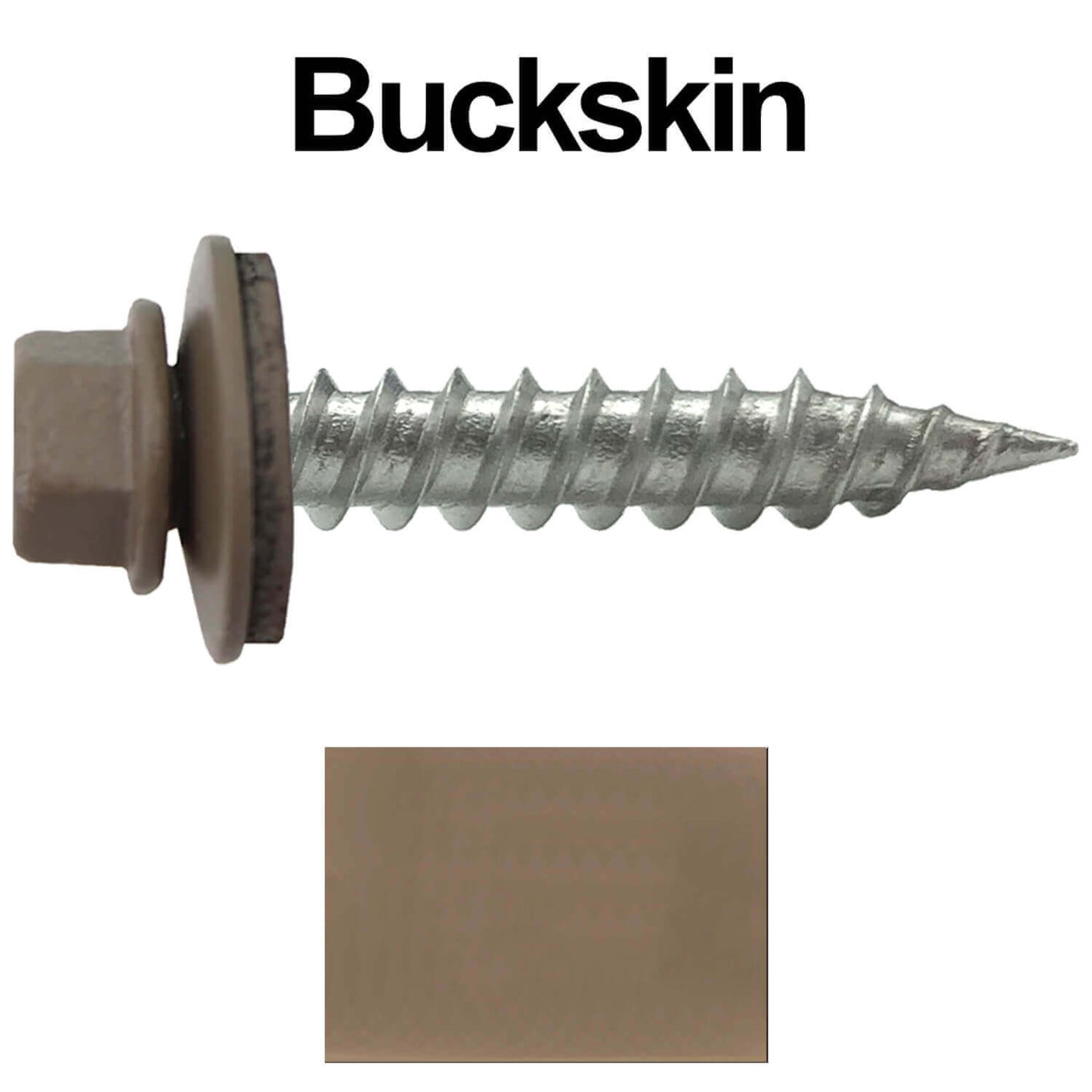 #9 x 1" Stainless Steel Metal Roofing Screws - Hex Washer Head - Self-Piercing (SP) tip metal to wood siding screws. EPDM washer. Colored head.