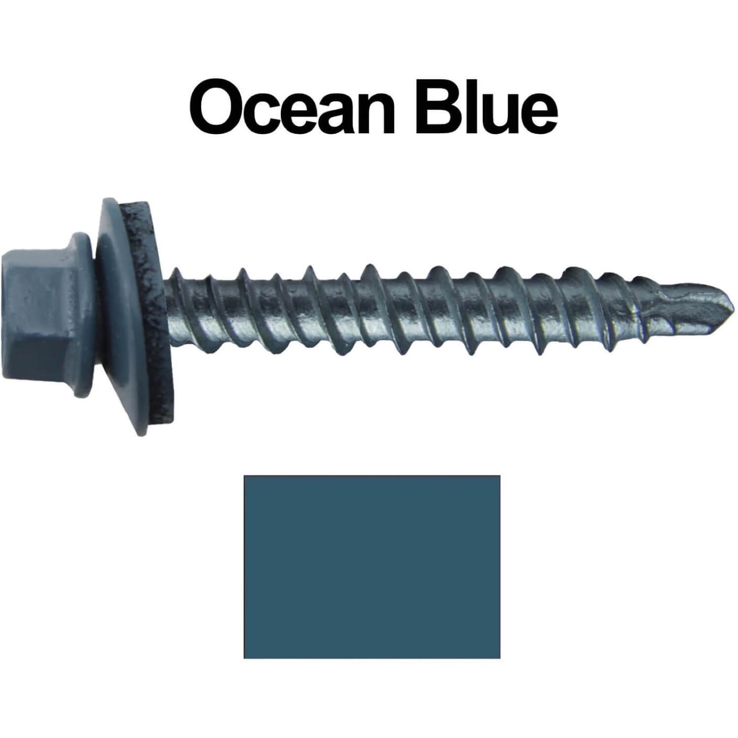 #10 x 1" Mini Driller Sheet Metal Roofing Screw - Hex Washer Head - Self starting metal to wood siding screws. EPDM washer. Colored head.