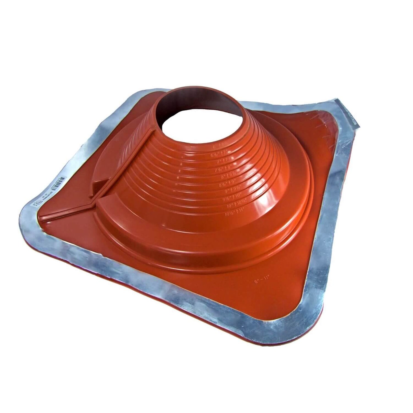 DEKTITE SQUARE BASE COMBO PIPE FLASHING BOOT: RED High Temp Silicone Square Base Flexible Pipe Flashing Dektite