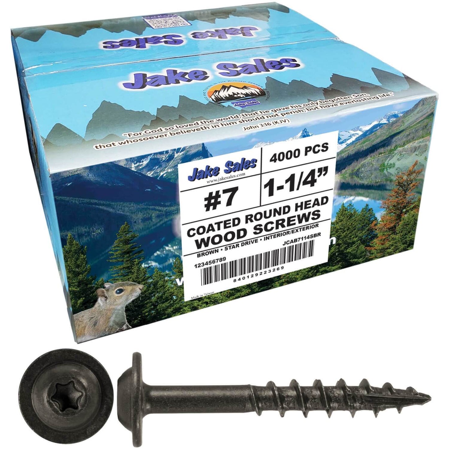 #7 Interior / Exterior Coated Round Head - Wood Screw with Torx/Star Drive Head.