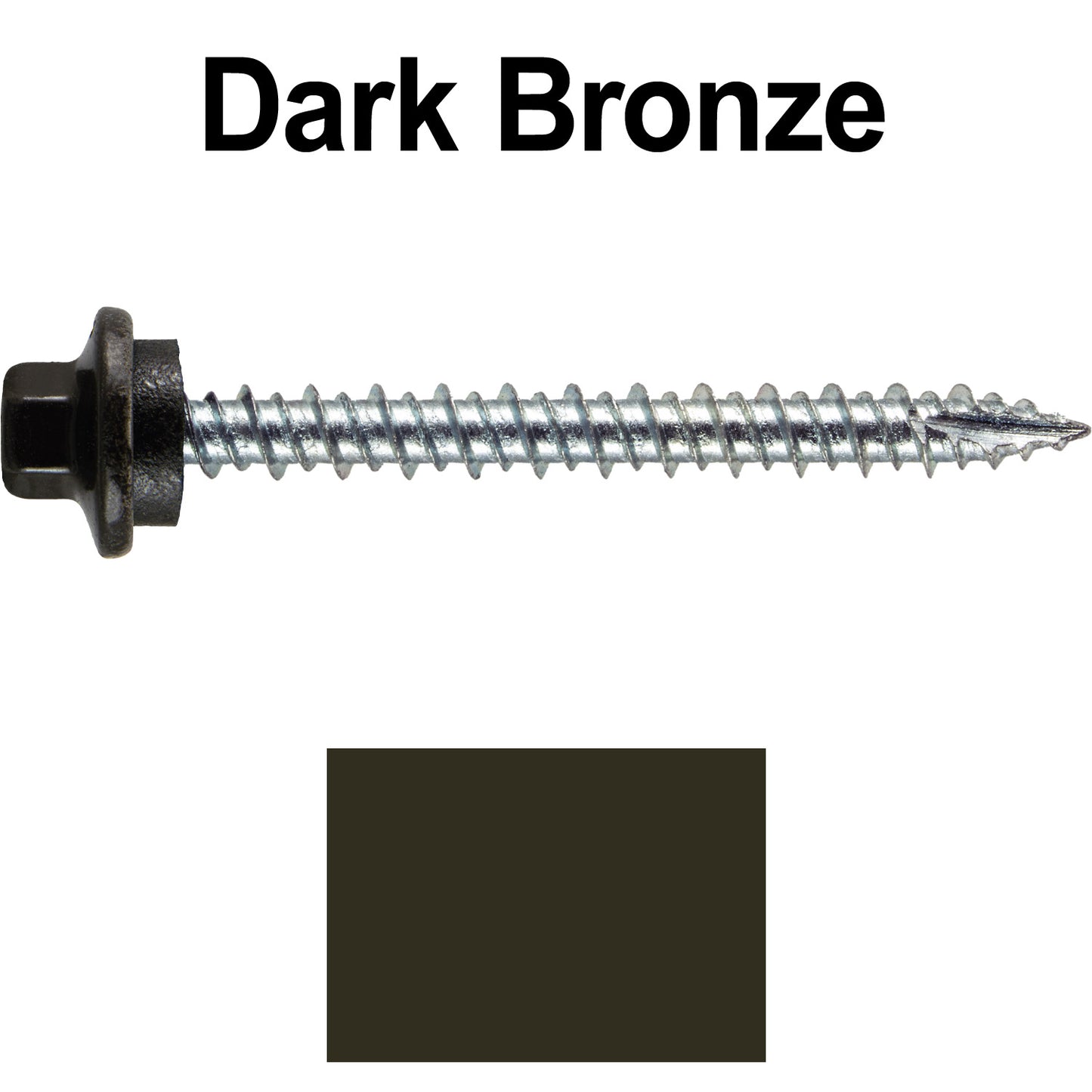 10 x 2” - STAINLESS HEX / ZINC Sheet Metal Roof Screw. Self starting metal to wood siding screws. EPDM washer. Colored head.