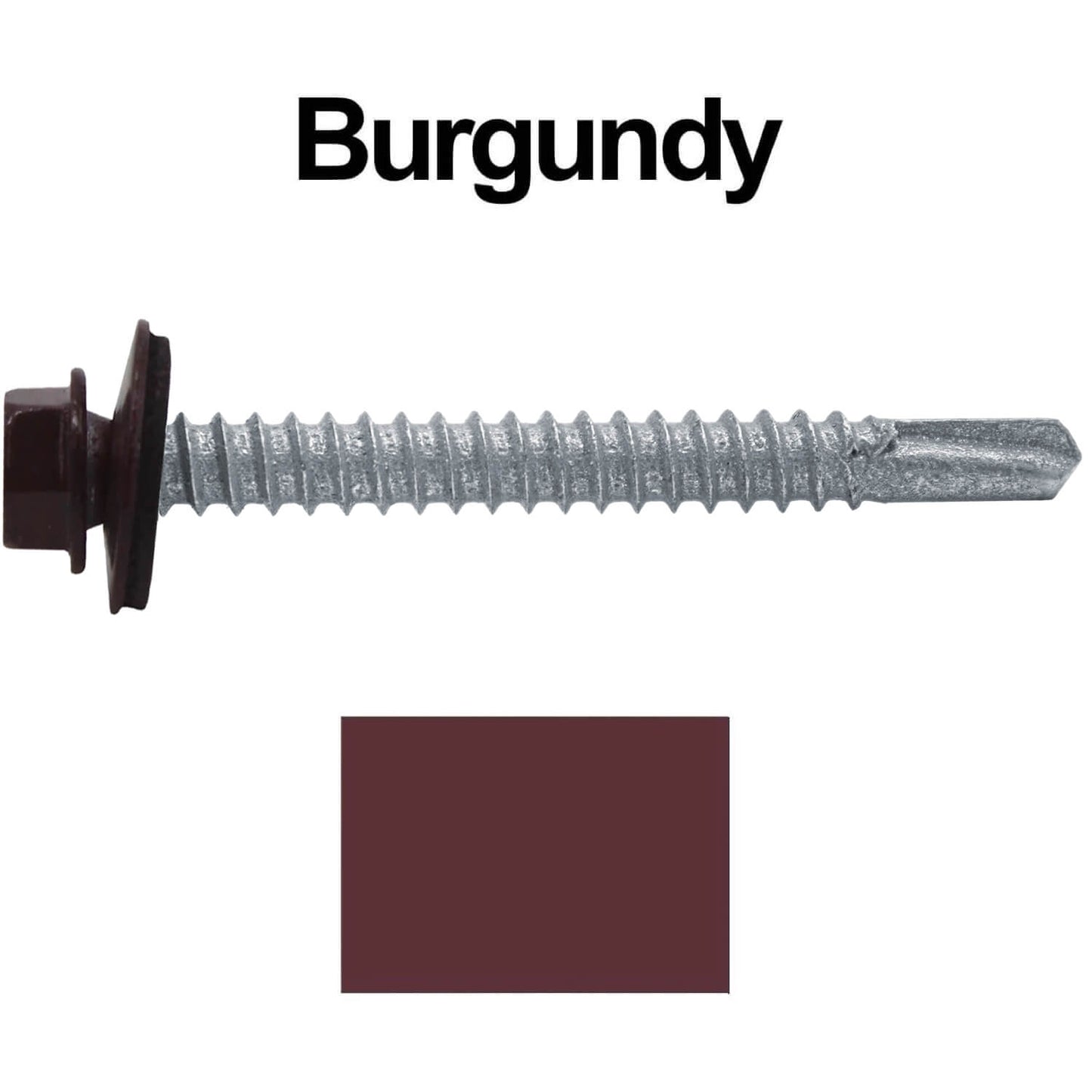 #12 x 2" Metal to Metal Type #3 Metal Roofing Screws - Hex Head Drill Point - 9/16" EPDM Washer.