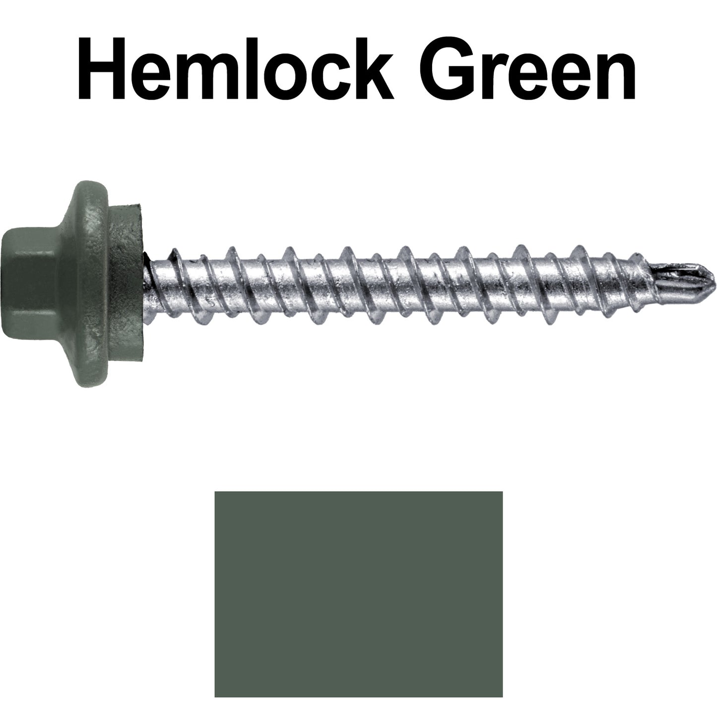 #10 x 1-1/2" Stainless Steel Mini Driller Sheet Metal Roofing Screw - Hex Washer Cap - Self starting metal to wood siding screws - EPDM washer. Colored head.