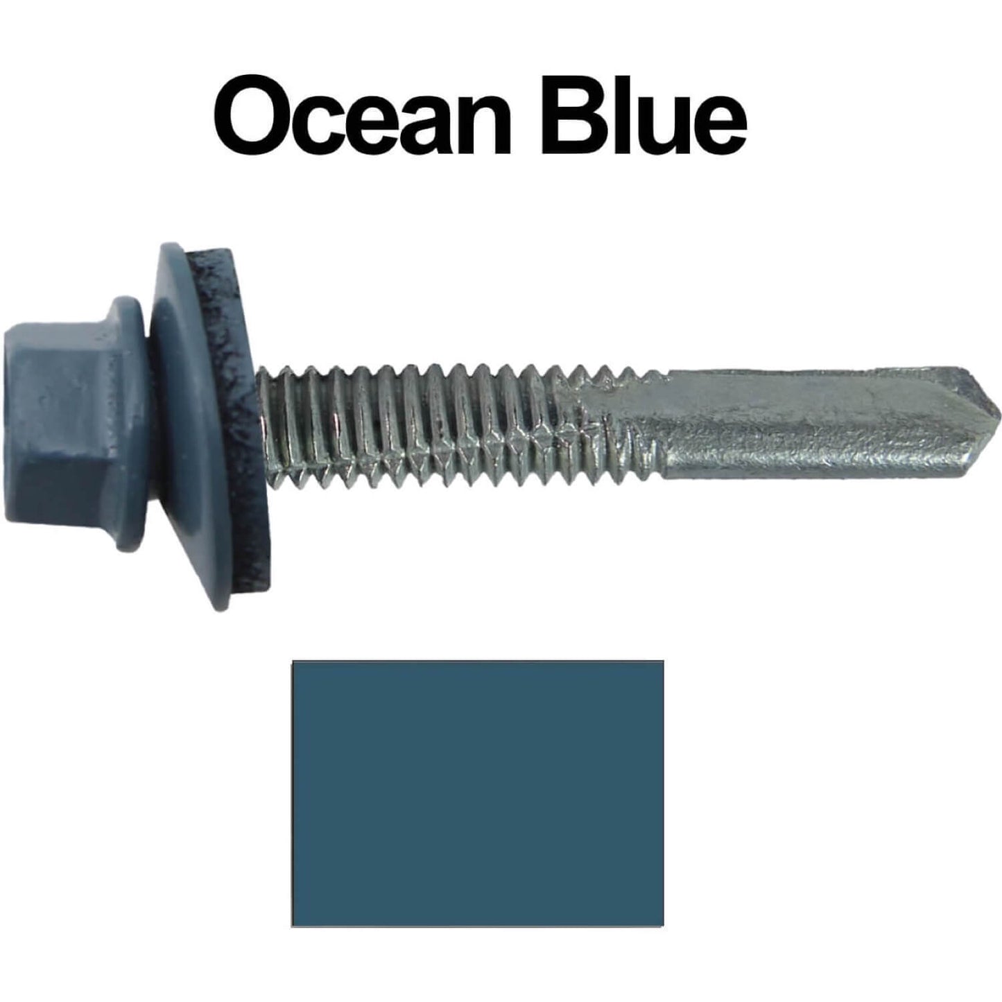 #12 x 1-1/2" Metal to Metal Type #5 Roofing Screws - Hex Head Drill Point. 9/16" EPDM Washer. Colored Head.