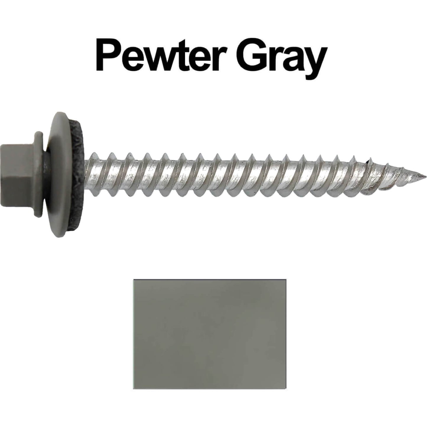 12 x 2" Stainless Steel Metal Roofing Screw - Hex ReGrip Washer Head - Self starting/self tapping - EPDM washer. Colored head.