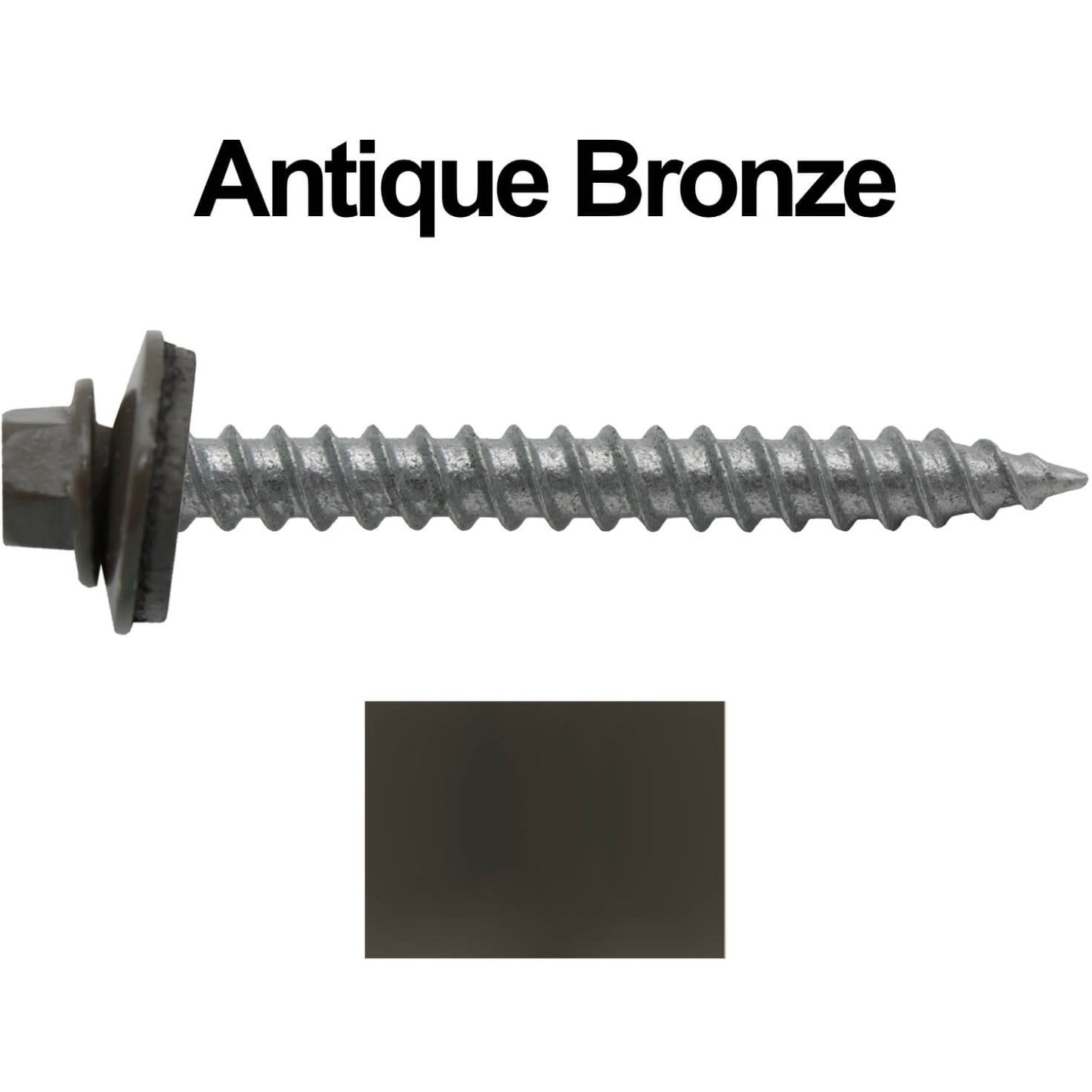 #12 x 2" RE-GRIP METAL ROOFING SCREWS - Hex Washer Head - Self starting/self tapping - EPDM washer. Colored head.