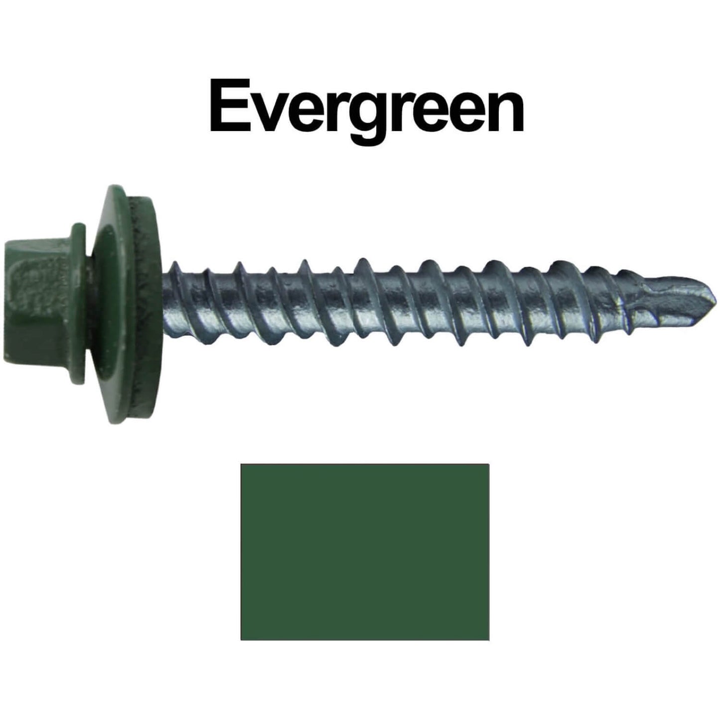 #10 x 1" Mini Driller Sheet Metal Roofing Screw - Hex Washer Head - Self starting metal to wood siding screws. EPDM washer. Colored head.