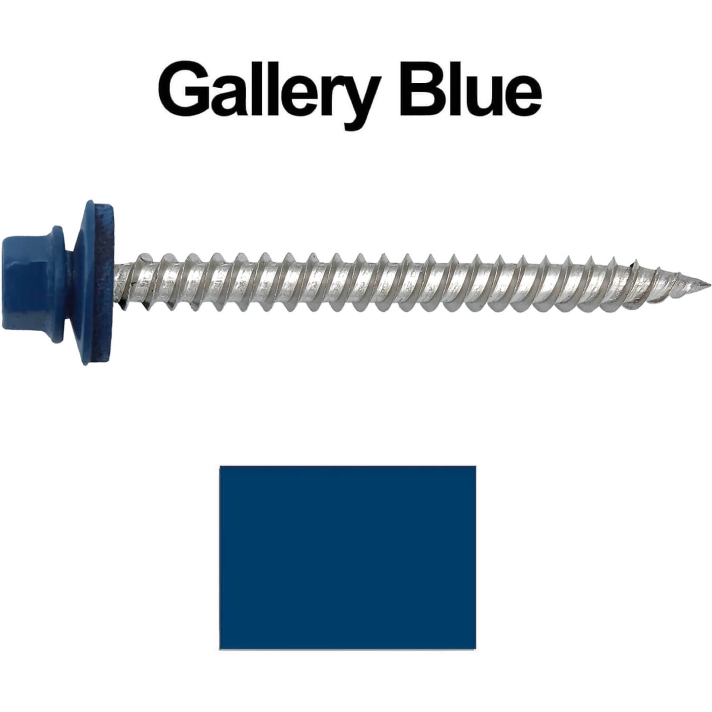 12 x 2-1/2" Stainless Steel Metal Roofing Screw - Hex Washer Head - Self starting/self tapping - EPDM washer. Colored head.