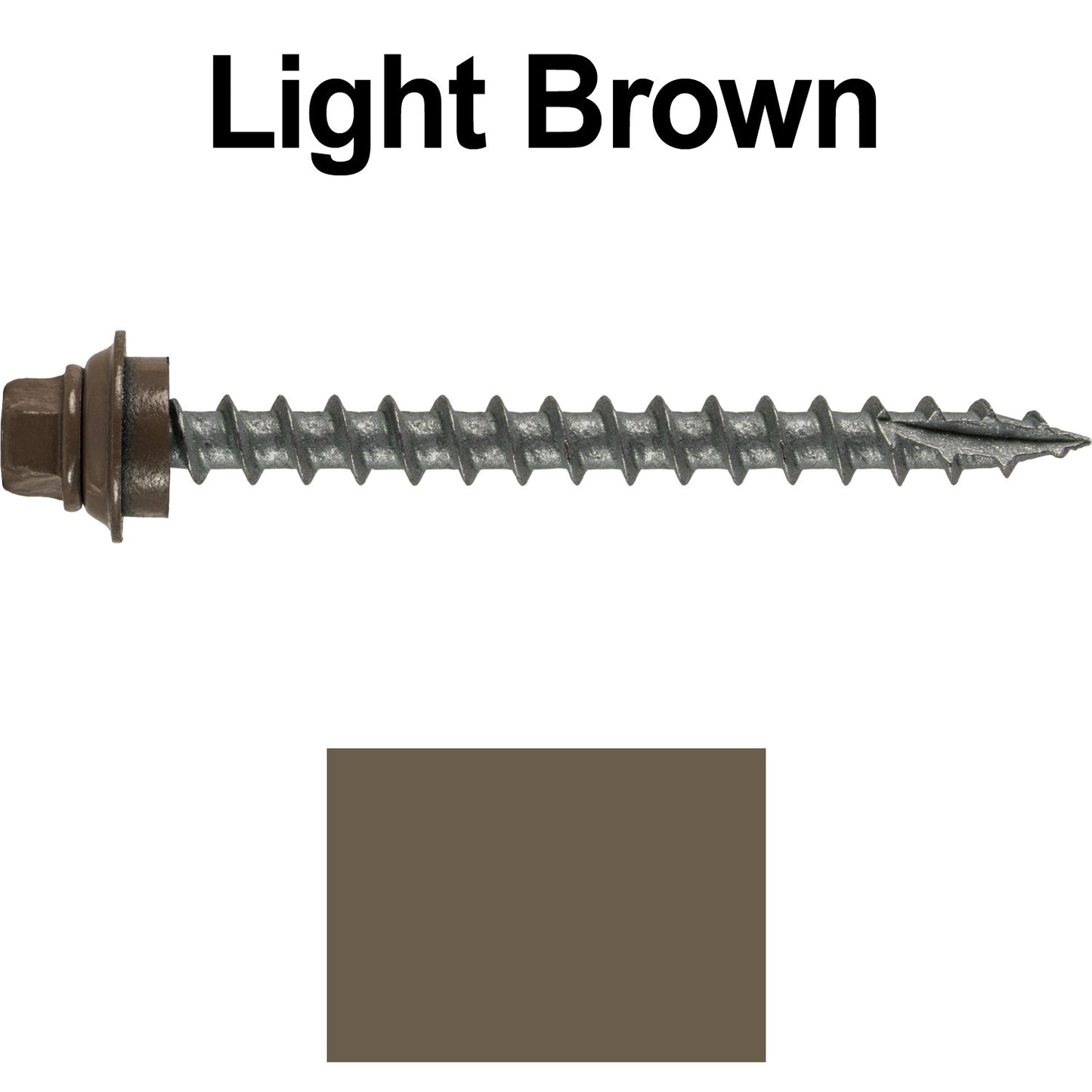 12 X 2-1/2" Metal Roofing Screws For OSB and Plywood - Galvanized Metal to Wood Type 17 Tip - 1/4" Hex Head - Assembled EPDM Washer