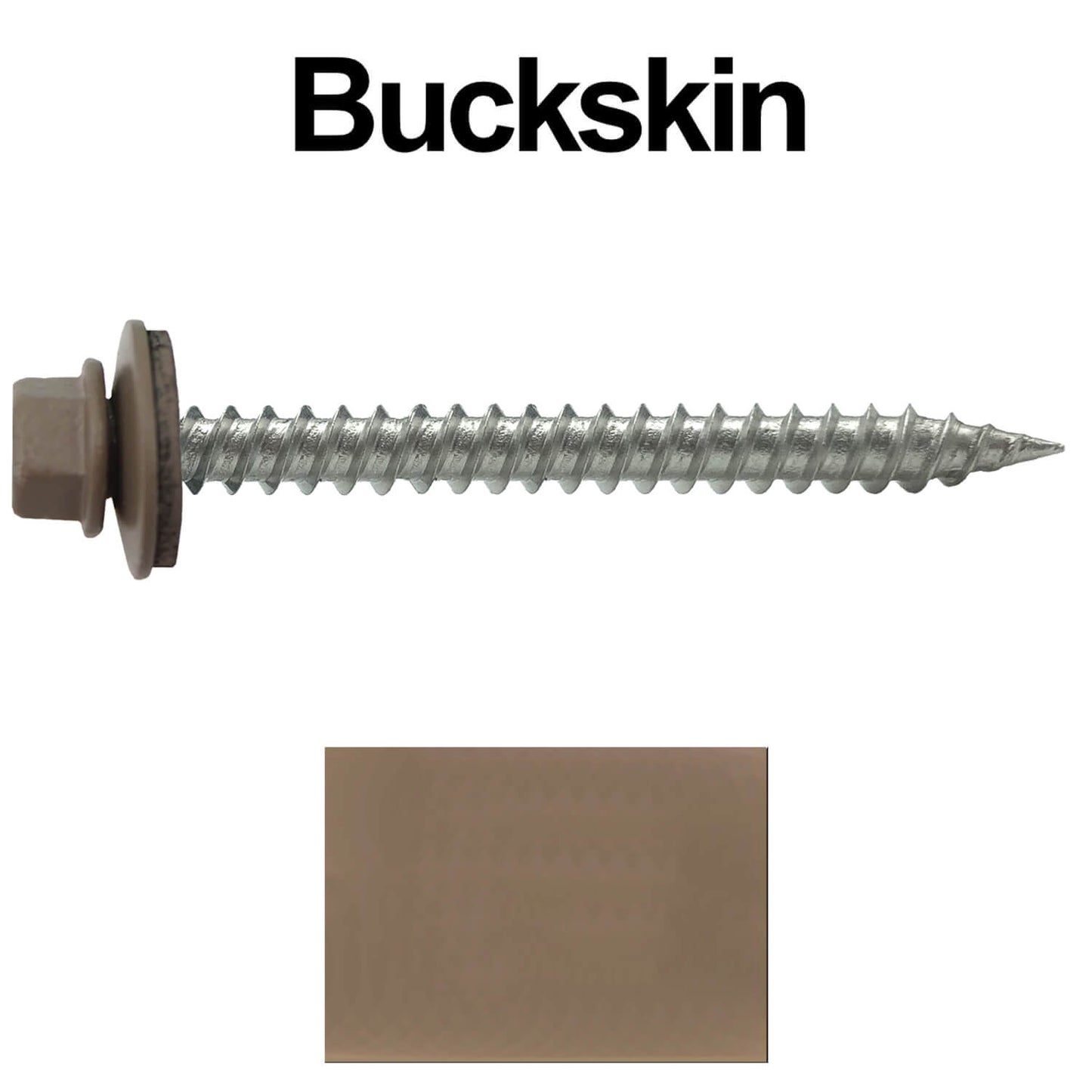 #9 x 2" Stainless Steel Metal Roofing Screws - Hex Washer Head - Self-Piercing (SP) tip metal to wood. EPDM washer. Colored head.