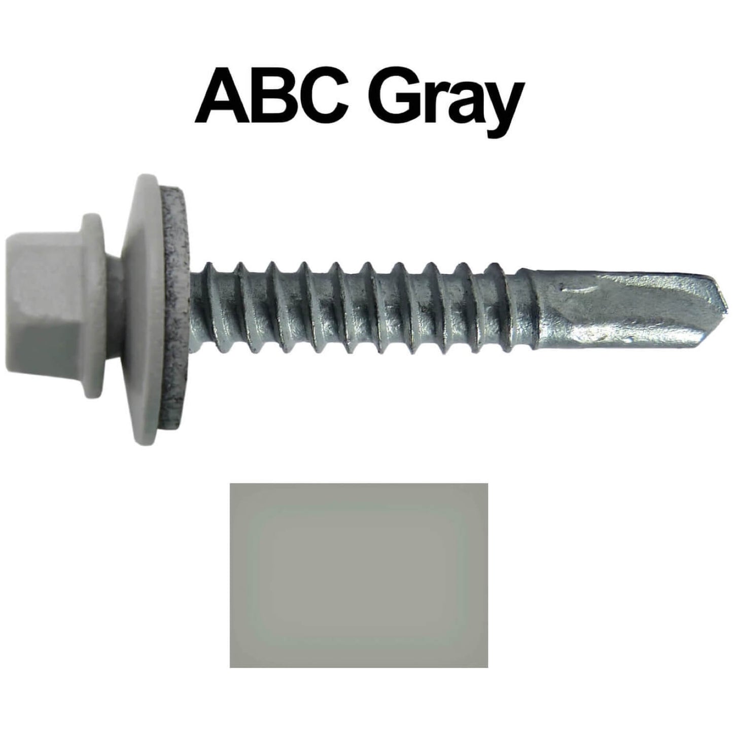 #12x1-1/2" Metal to Metal Type #3 Metal Roofing Screws- Hex Head Drill Point - 9/16" EPDM Washer. Colored head.
