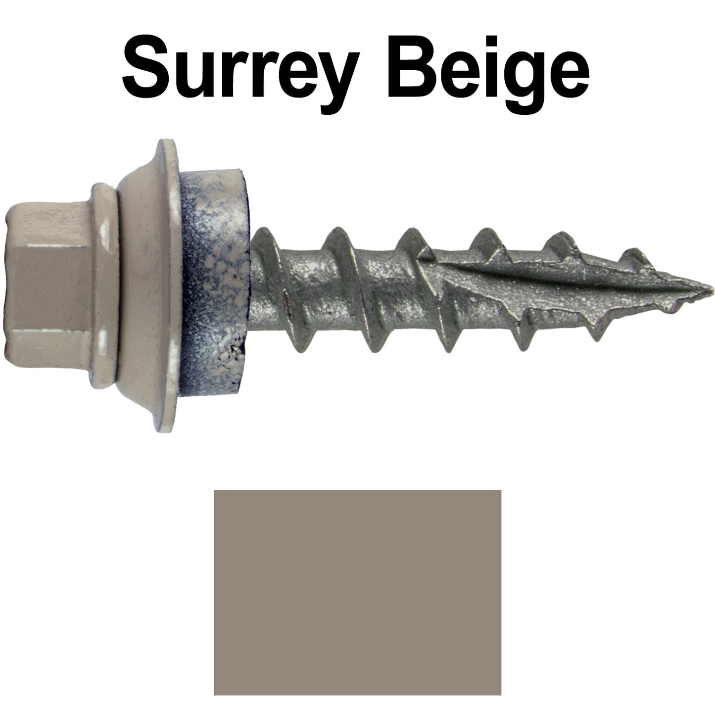 12 X 1" Metal Roofing Screws For OSB and Plywood - Galvanized Metal to Wood Type 17 Tip - 1/4" Hex Head - Assembled EPDM Washer