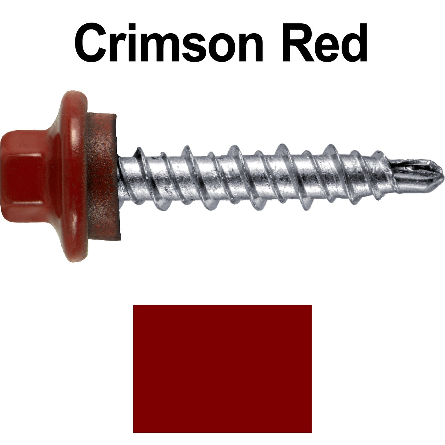 #10 x 1" Stainless Steel Mini Driller Sheet Metal Roofing Screw - Hex Washer Cap - Self starting metal to wood siding screws - EPDM washer. Colored Head.