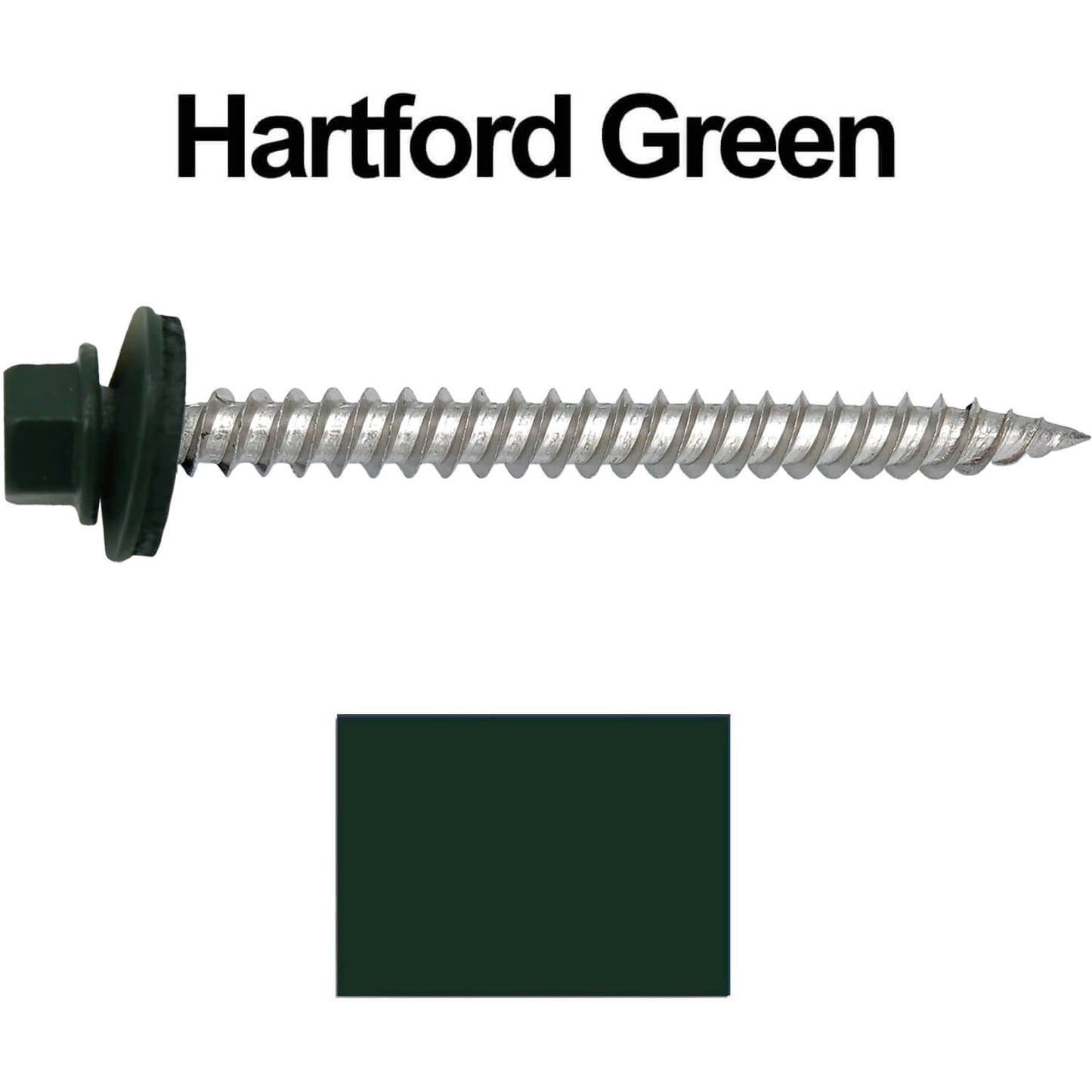 12 x 2-1/2" Stainless Steel Metal Roofing Screw - Hex Washer Head - Self starting/self tapping - EPDM washer. Colored head.
