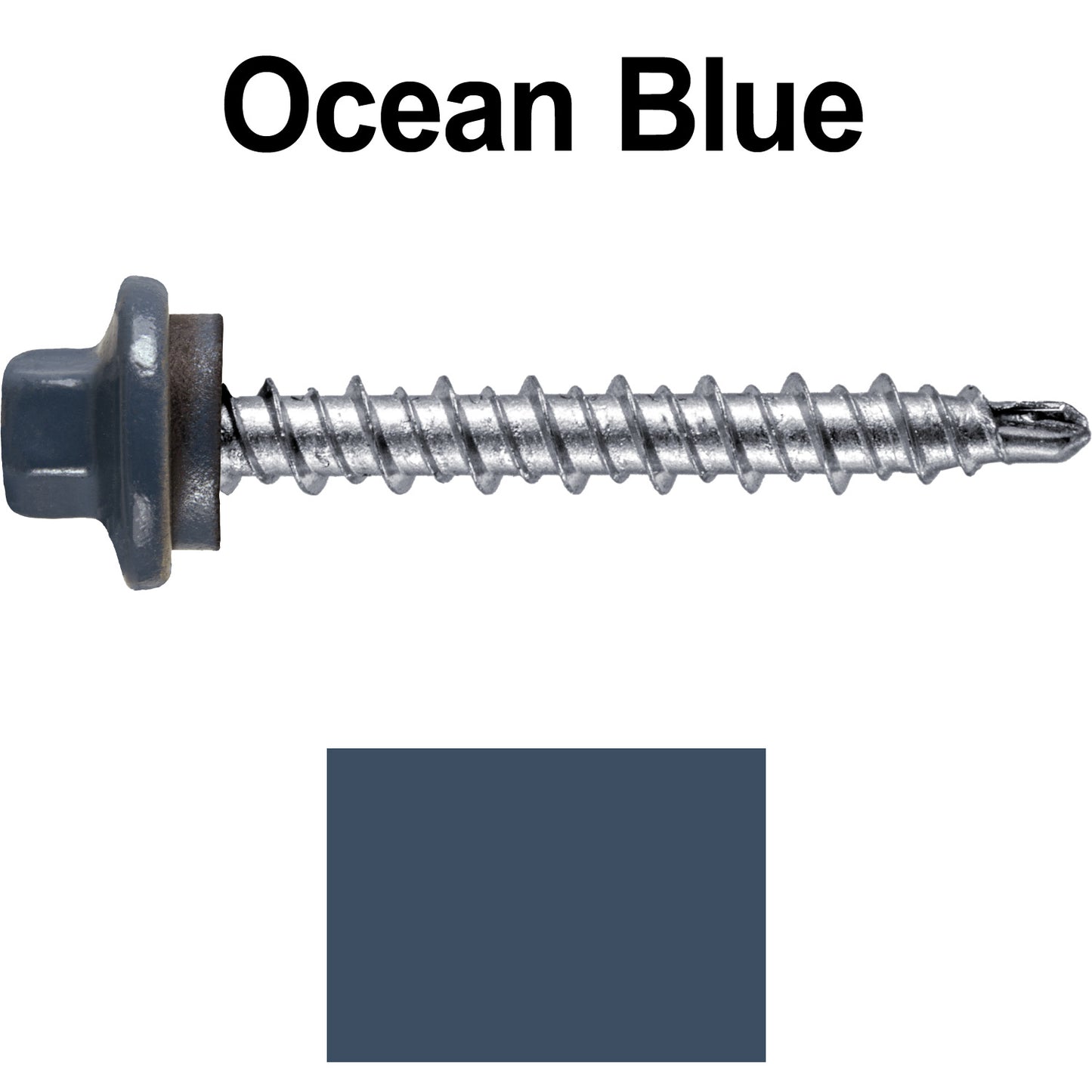 #10 x 1-1/2" Stainless Steel Mini Driller Sheet Metal Roofing Screw - Hex Washer Cap - Self starting metal to wood siding screws - EPDM washer. Colored head.