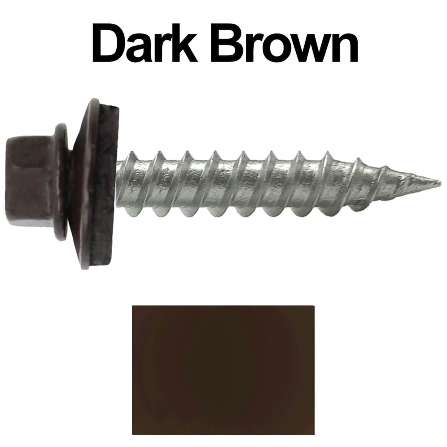 #9 x 1" Stainless Steel Metal Roofing Screws - Hex Washer Head - Self-Piercing (SP) tip metal to wood siding screws. EPDM washer. Colored head.