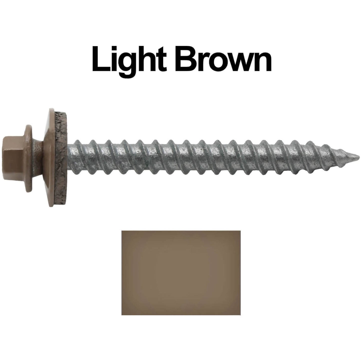 #12 x 2" RE-GRIP METAL ROOFING SCREWS - Hex Washer Head - Self starting/self tapping - EPDM washer. Colored head.