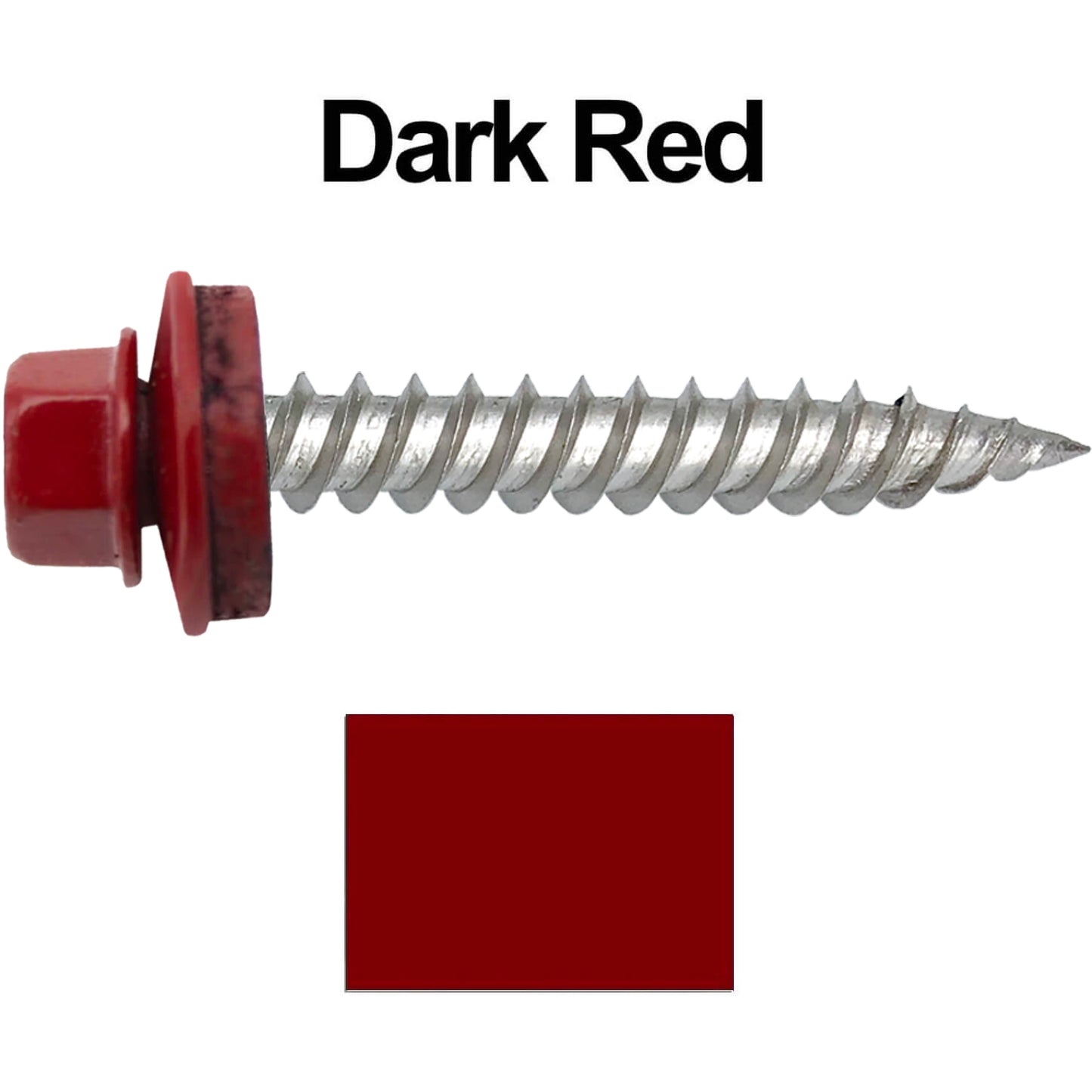 12 x 1-1/2" Stainless Steel Metal Roofing Screw - Hex Washer Head - Self starting/self tapping - EPDM washer. Colored head.