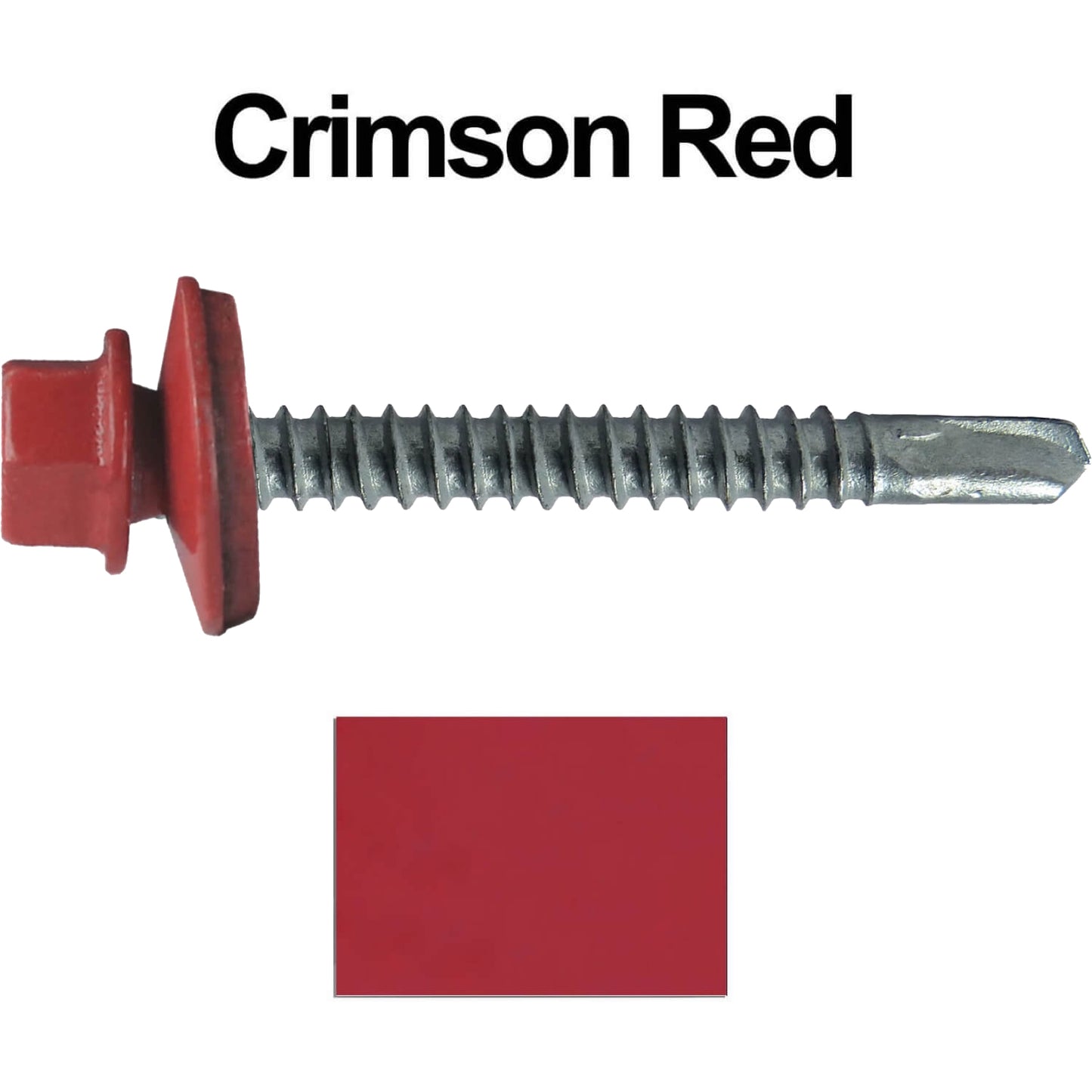 #12 x 2-1/2" Metal to Metal Type #3 Metal Roofing Screws - Hex Head Drill Point - 9/16" EPDM Washer. Colored head.