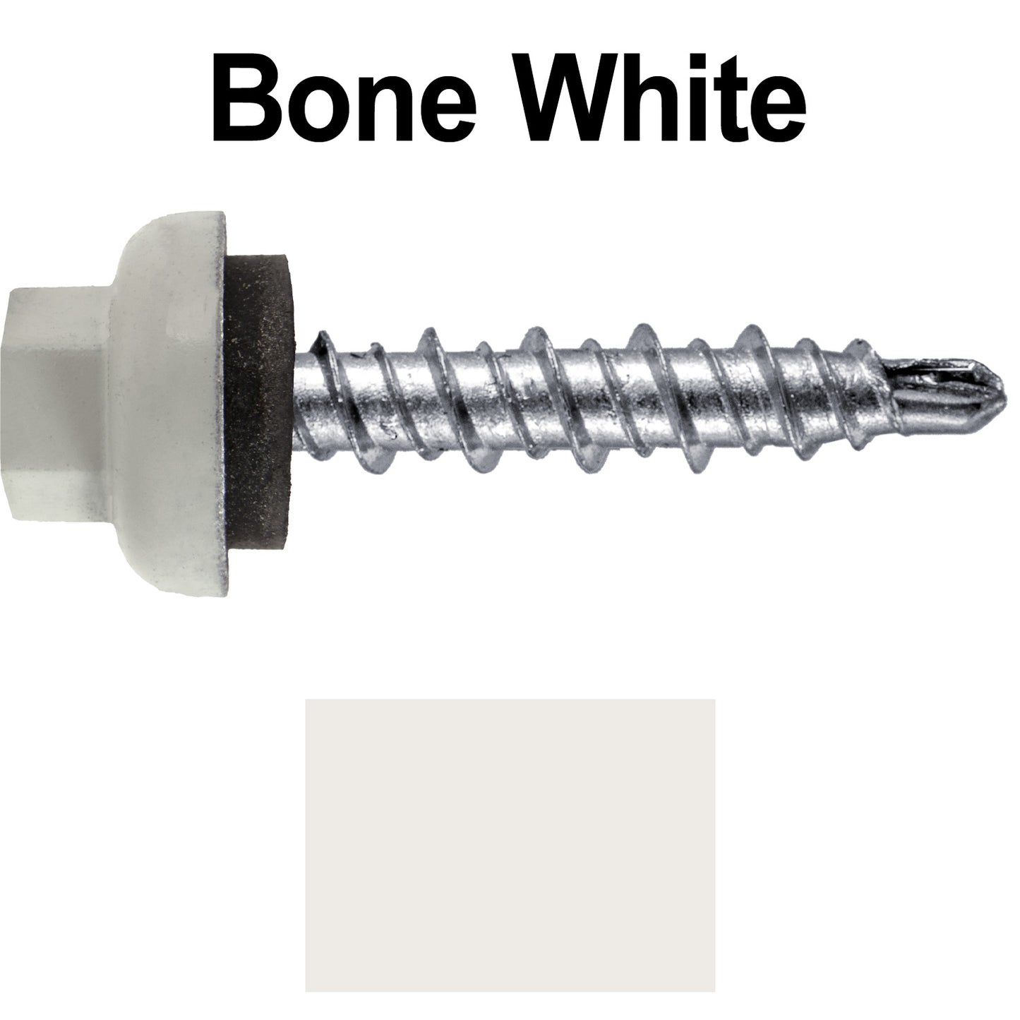 10 X 1" Zinc Aluminum Cap MINI-DRILLER Roofing Screws HI-LO THREAD Zinc Plated Carbon Steel Shank - EPDM Washer - Colored head