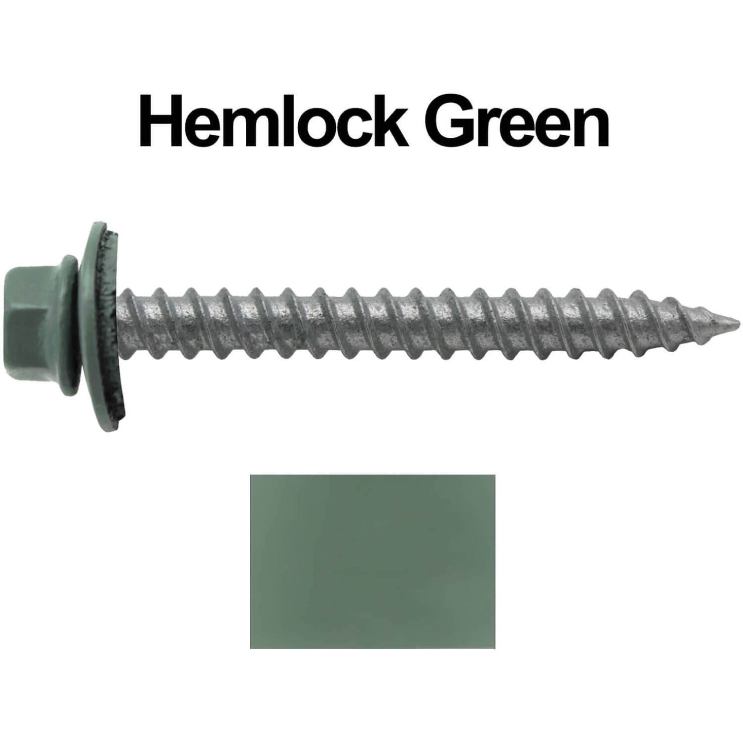 #12 x 2" RE-GRIP METAL ROOFING SCREWS - Hex Washer Head - Self starting/self tapping - EPDM washer. Colored head.