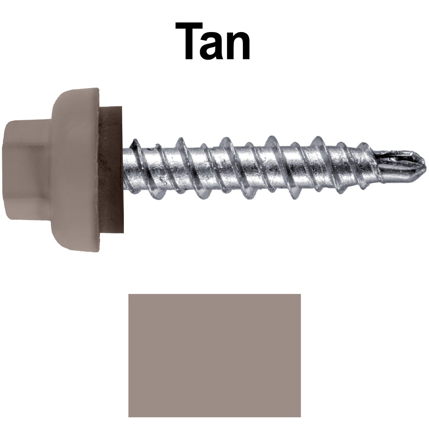 10 X 1" Zinc Aluminum Cap MINI-DRILLER Roofing Screws HI-LO THREAD Zinc Plated Carbon Steel Shank - EPDM Washer - Colored head