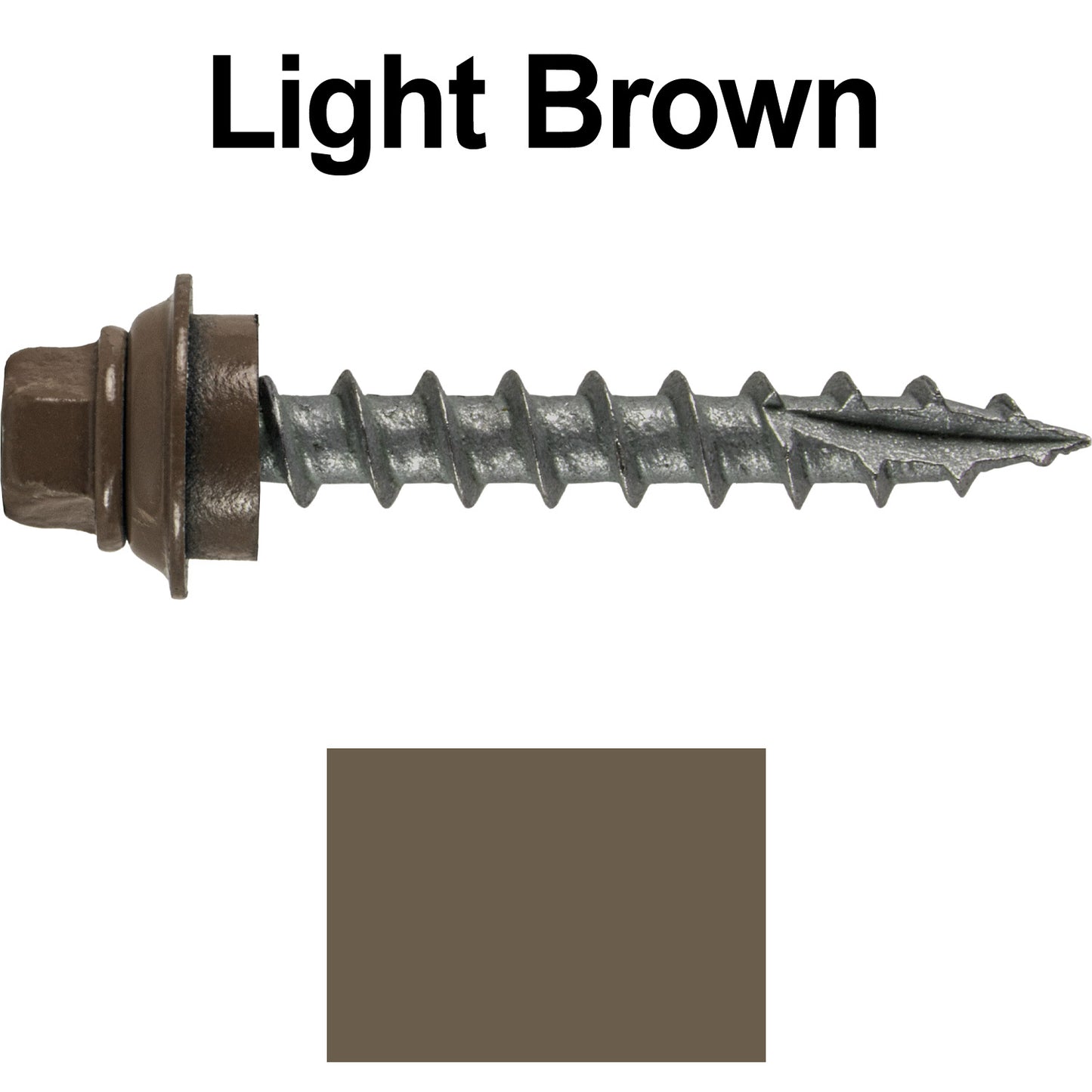 12 X 1-1/2" Metal Roofing Screws For OSB and Plywood - Galvanized Metal to Wood Type 17 Tip - 1/4" Hex Head - Assembled EPDM Washer