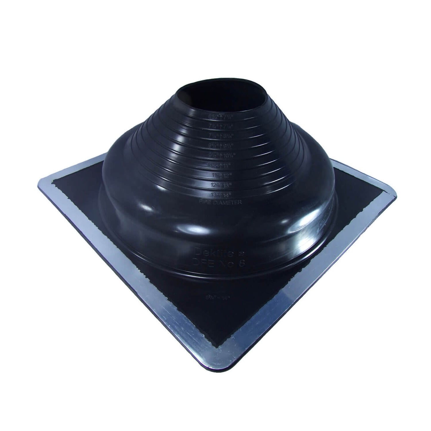 DEKTITE SQUARE BLACK EPDM Flexible Pipe Flashing, Roof Jack, Pipe Boot Flashing Dektite
