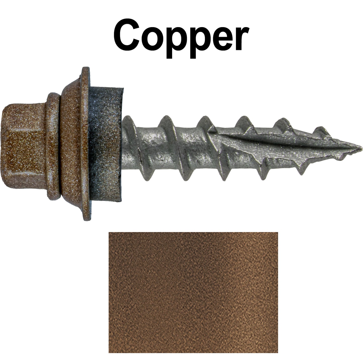 12 X 1" Metal Roofing Screws For OSB and Plywood - Galvanized Metal to Wood Type 17 Tip - 1/4" Hex Head - Assembled EPDM Washer