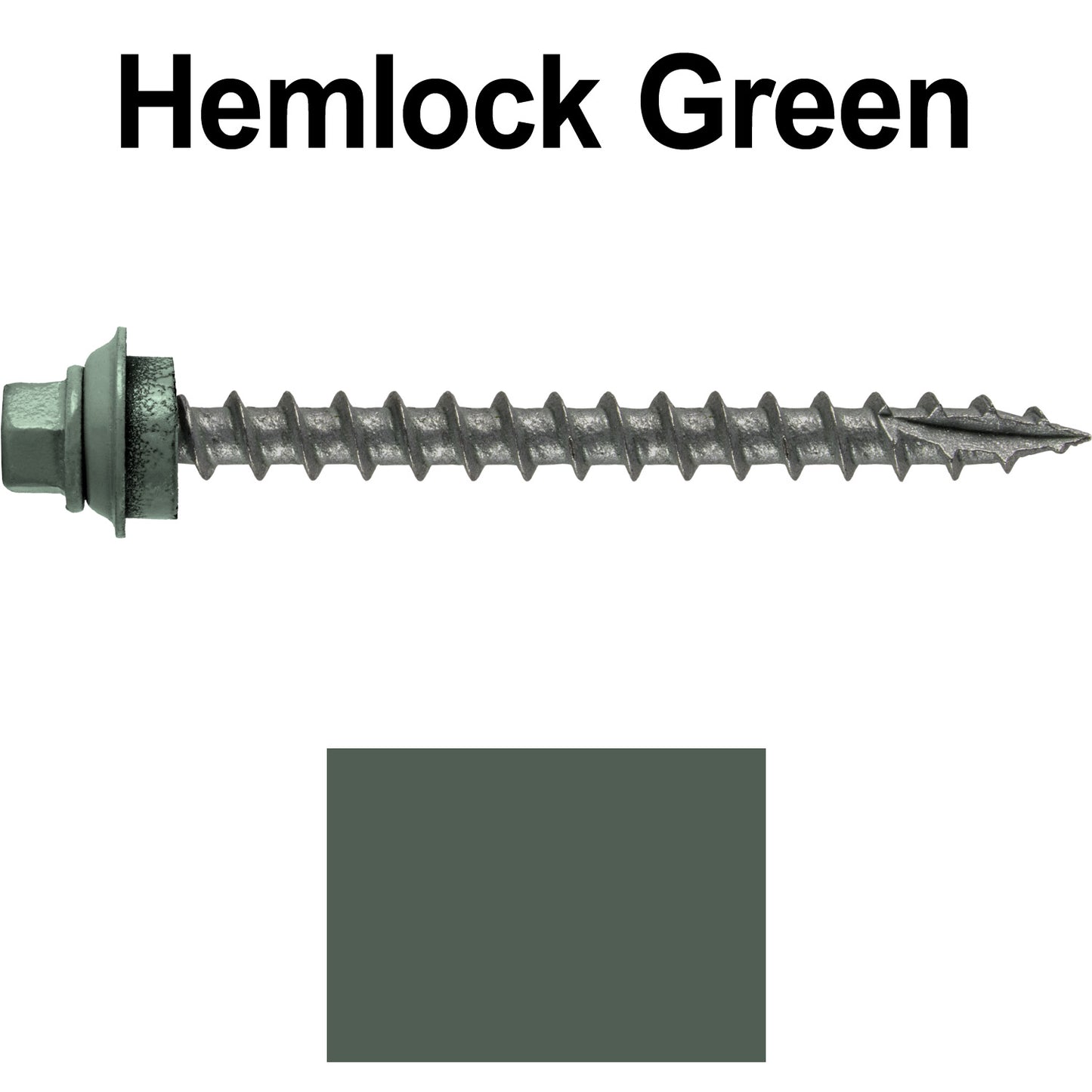 12 X 2-1/2" Metal Roofing Screws For OSB and Plywood - Galvanized Metal to Wood Type 17 Tip - 1/4" Hex Head - Assembled EPDM Washer