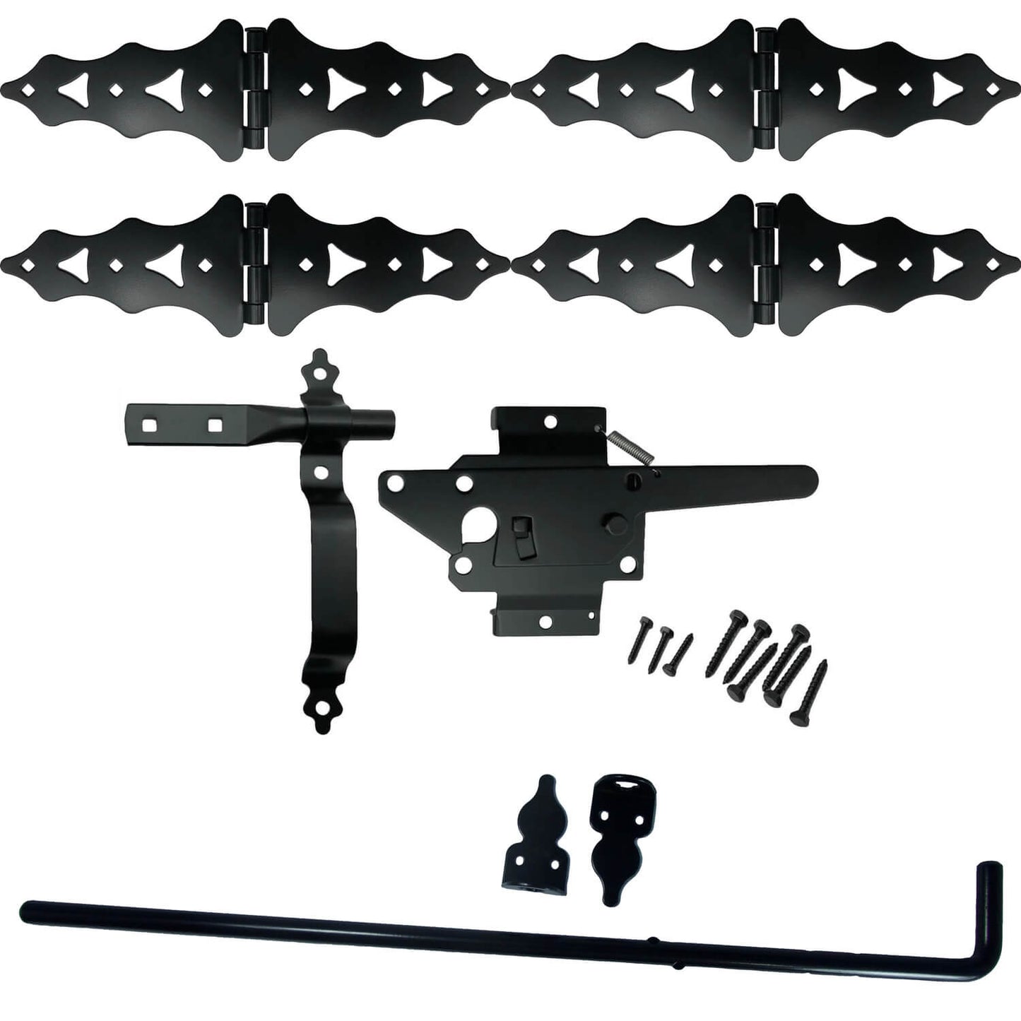 Jake Sales Gate Hardware Kits - Single/Double Gates, Dual Latch, Black Coated