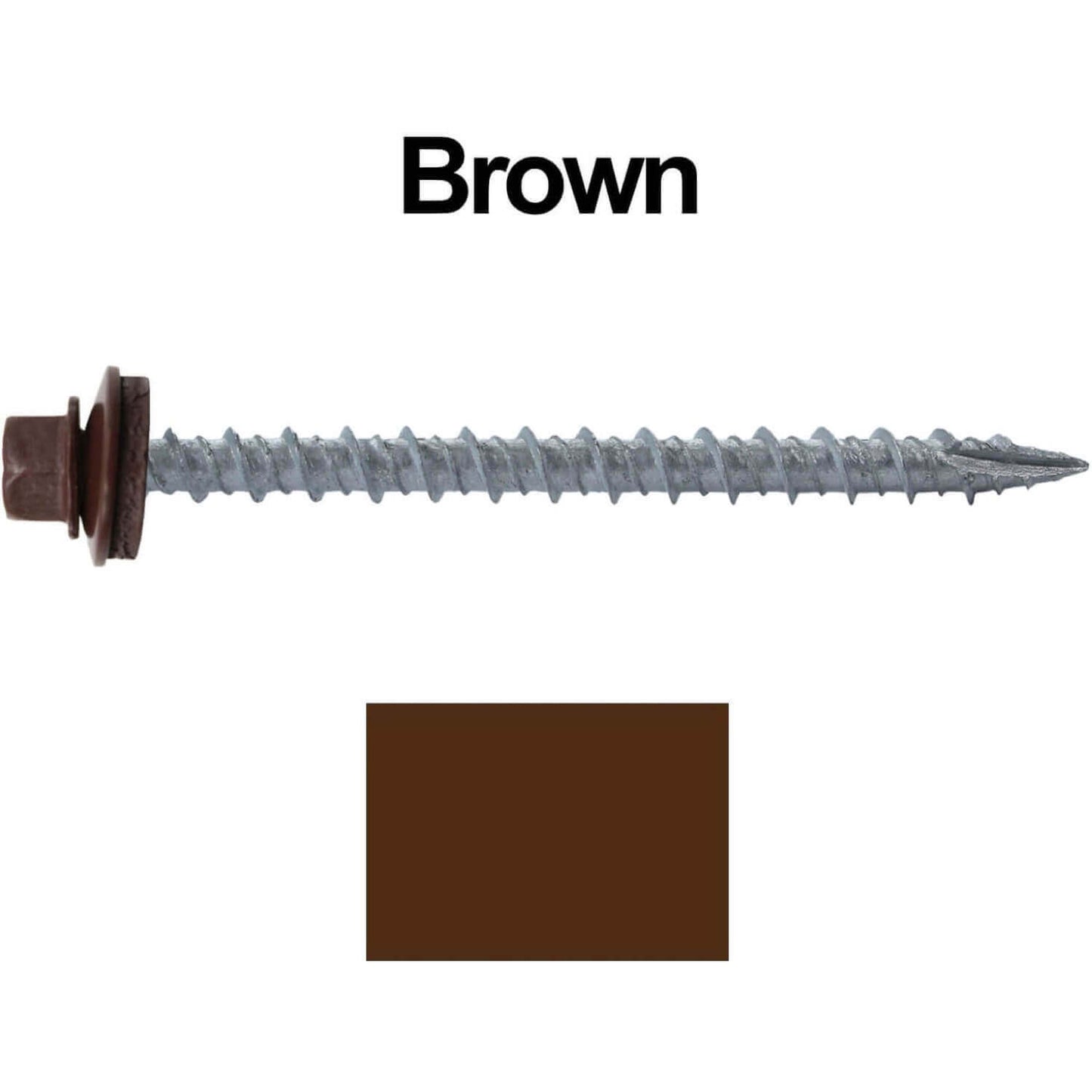 #10 x 2-1/2" Metal ROOFING SCREWS - Hex Washer Head - Self starting/self tapping - EPDM washer. Colored head.
