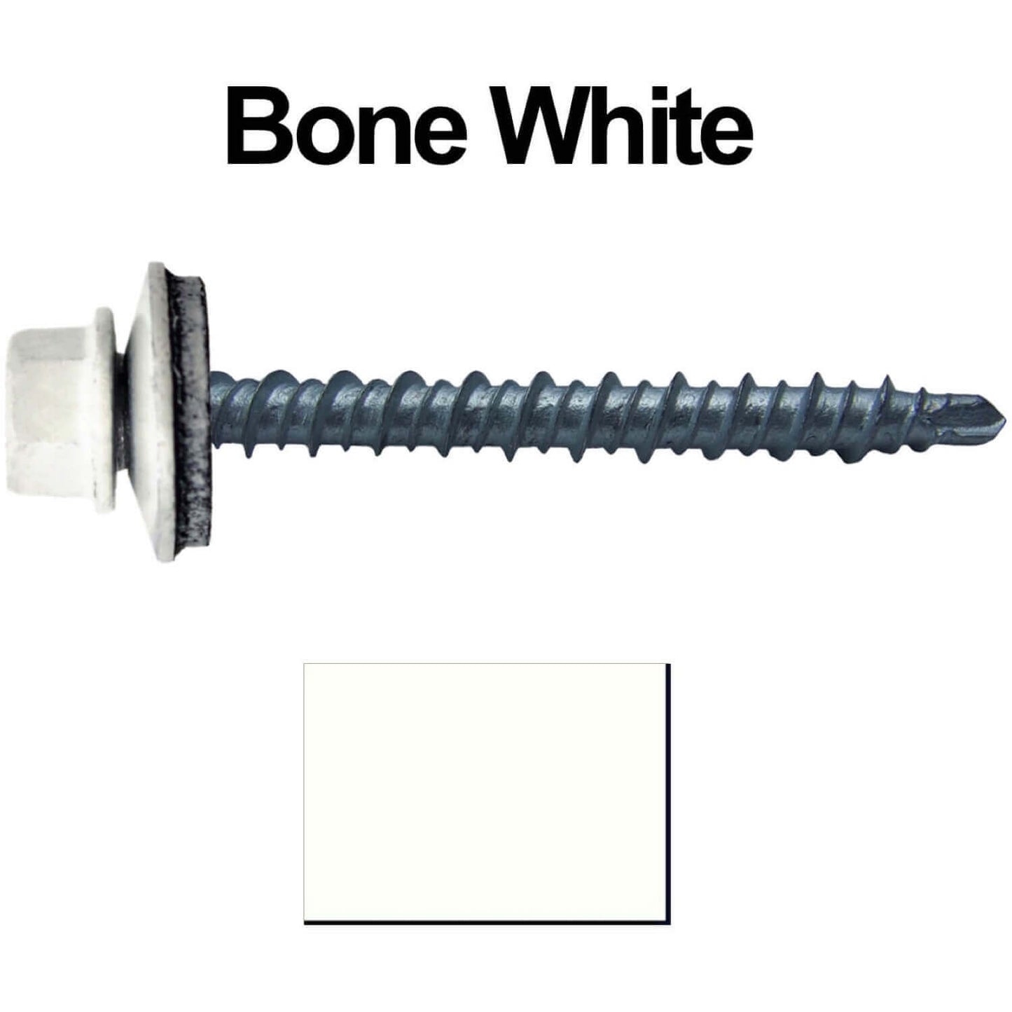 10 x 2" - Mini Driller Sheet Metal Roofing Screw - Hex Washer Head - Self starting metal to wood siding screws. EPDM washer. Colored head.