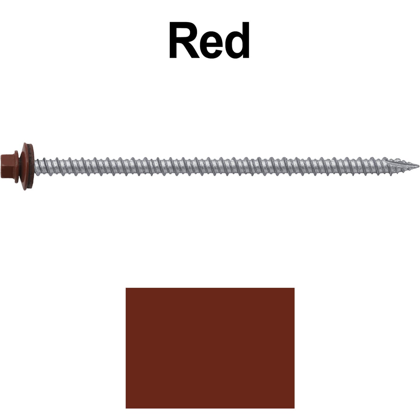 #10 x 4" Metal ROOFING SCREWS - Hex Washer Head - Self starting/self tapping - EPDM washer. Colored head.