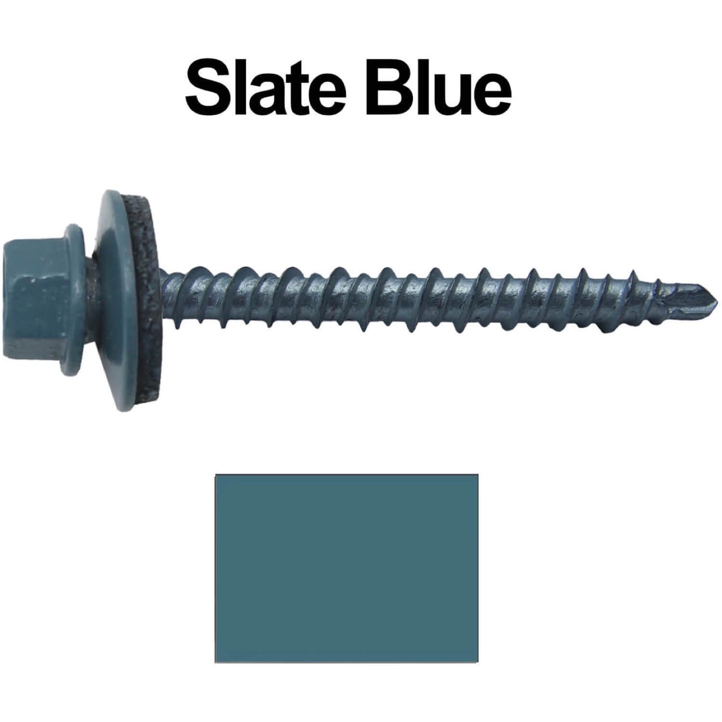 10 x 2" - Mini Driller Sheet Metal Roofing Screw - Hex Washer Head - Self starting metal to wood siding screws. EPDM washer. Colored head.