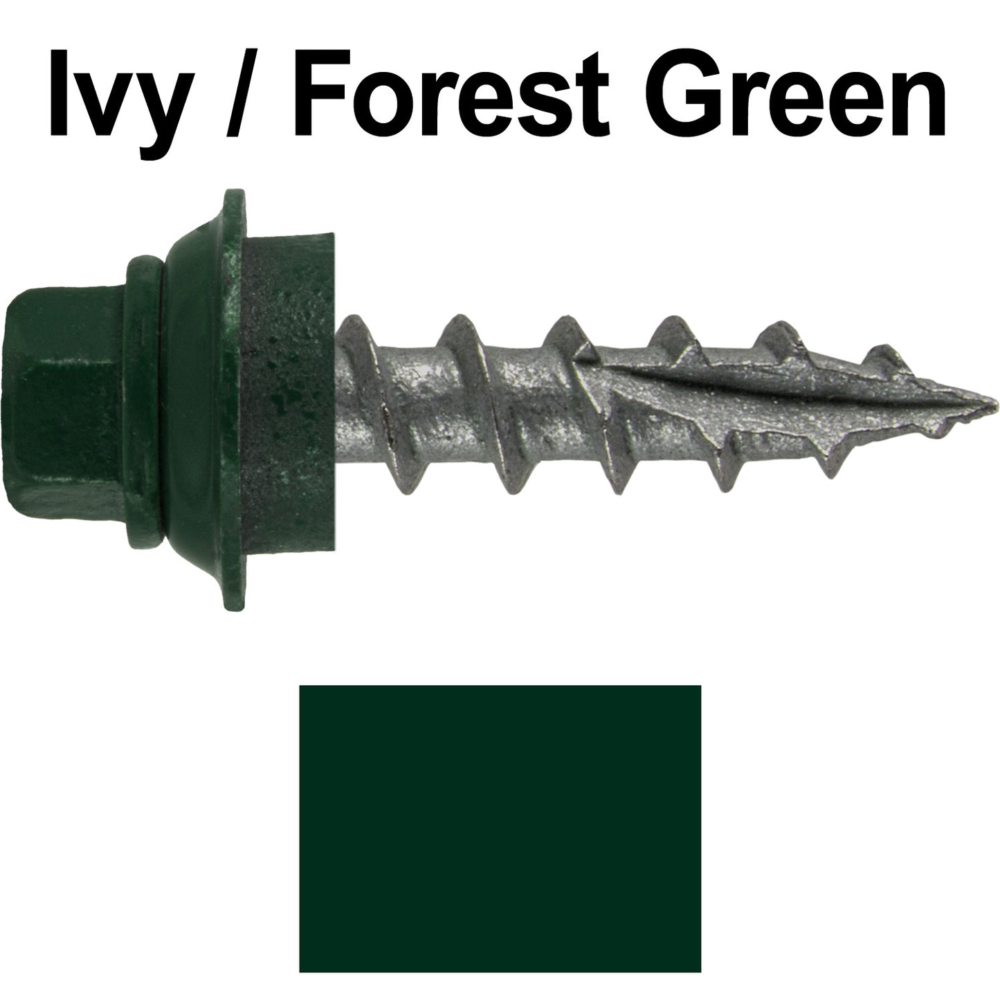 12 X 1" Metal Roofing Screws For OSB and Plywood - Galvanized Metal to Wood Type 17 Tip - 1/4" Hex Head - Assembled EPDM Washer