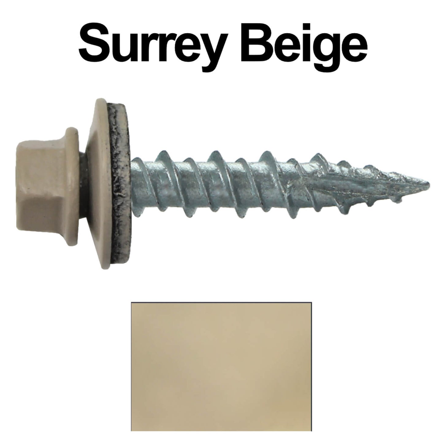 #10 x 1" Metal ROOFING SCREWS - Hex Washer Head - Self starting/self tapping - EPDM washer. Colored head.