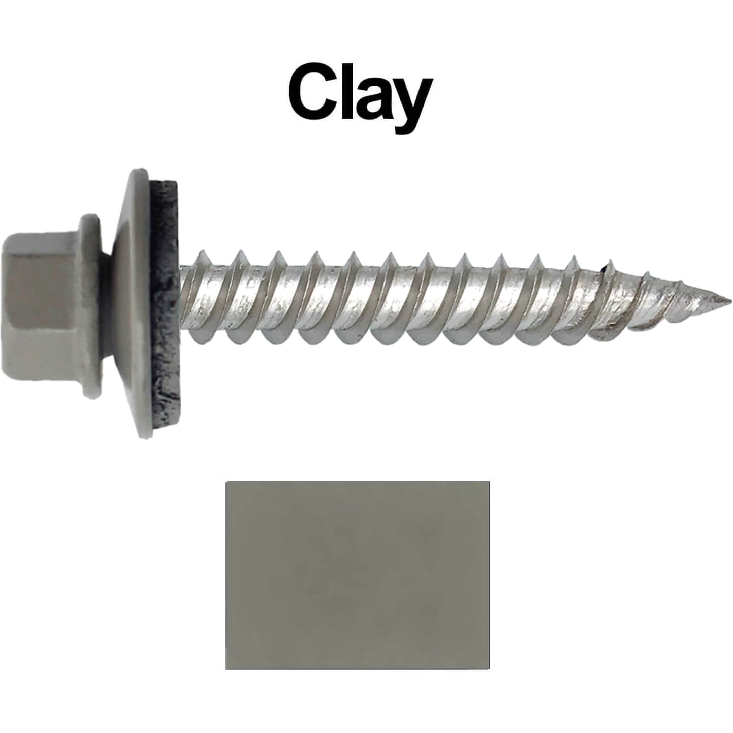 12 x 1-1/2" Stainless Steel Metal Roofing Screw - Hex Washer Head - Self starting/self tapping - EPDM washer. Colored head.