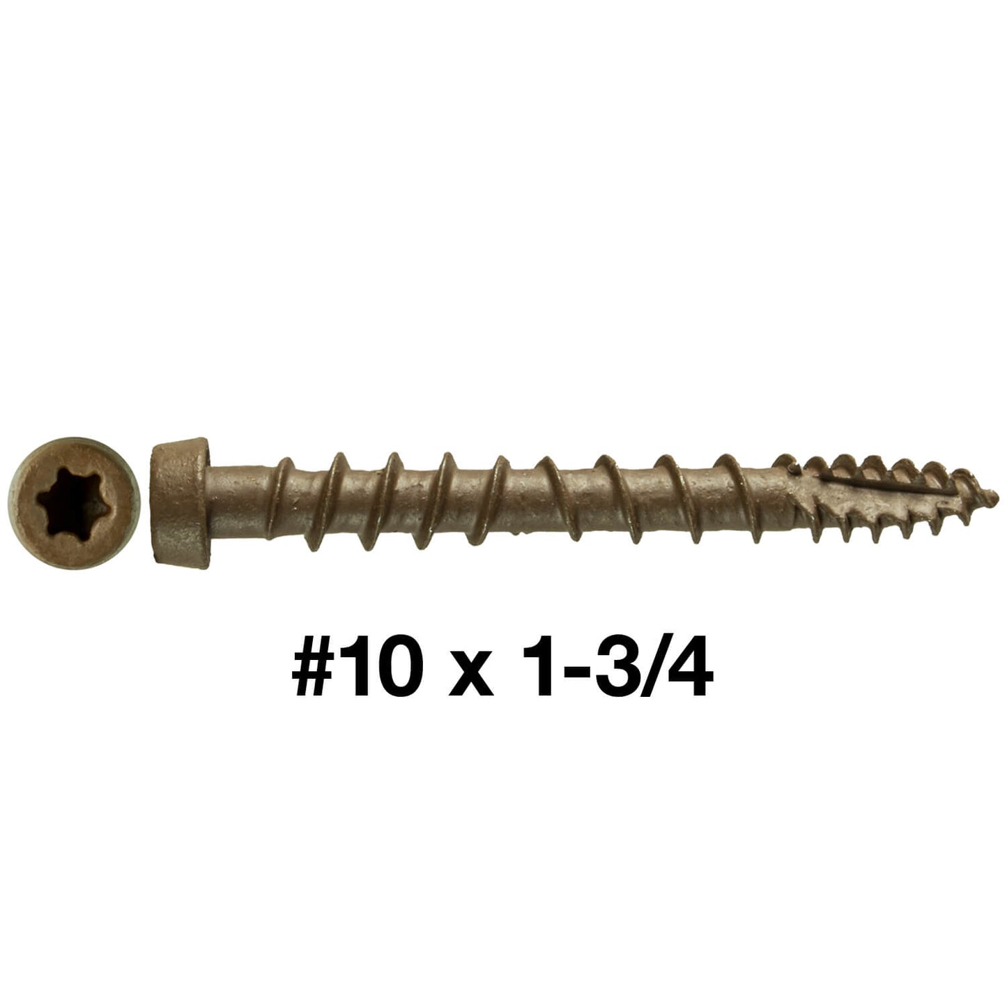 #10 x 1-3/4" Colored Composite Decking Wood Screws with Torx/Star Drive Head (T20 Bit), Exterior Coated, Compatible with Pressure Treated and ACQ Lumber