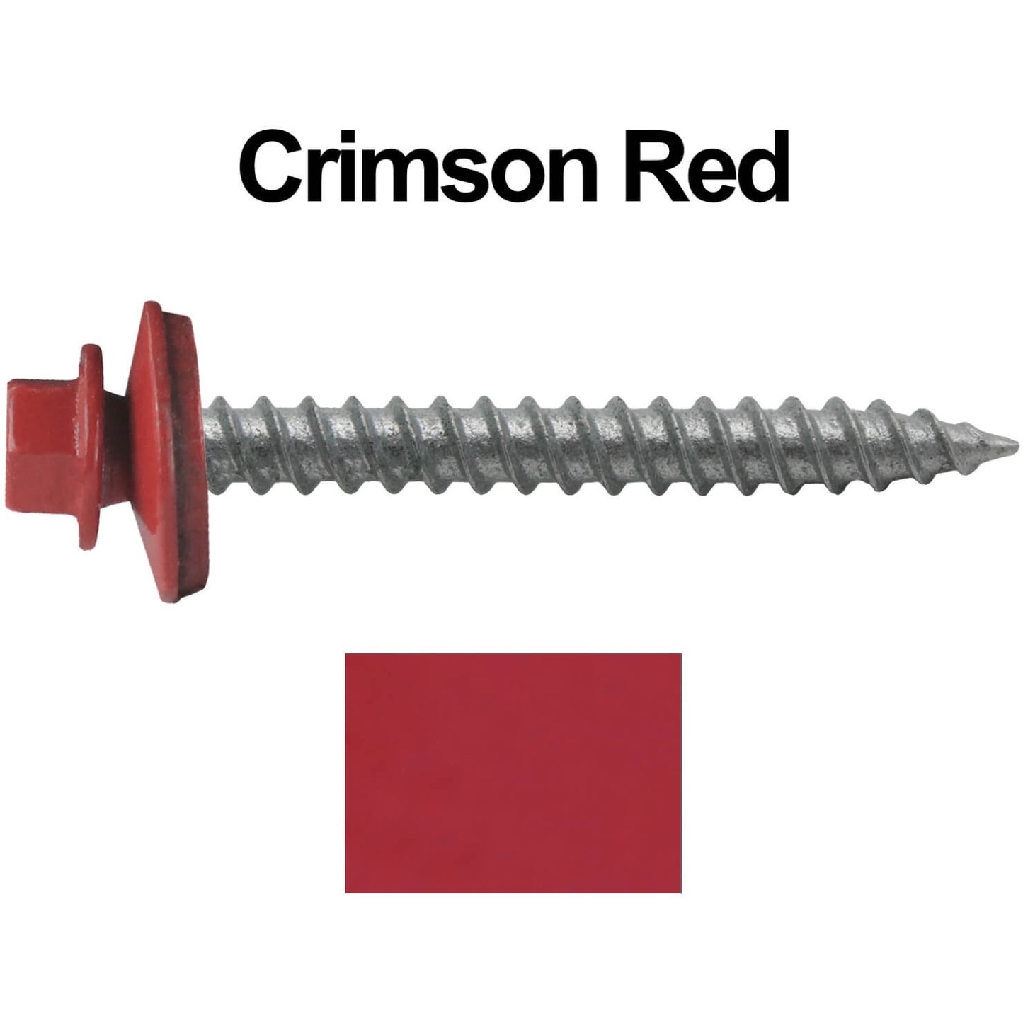 #12 x 2" RE-GRIP METAL ROOFING SCREWS - Hex Washer Head - Self starting/self tapping - EPDM washer. Colored head.