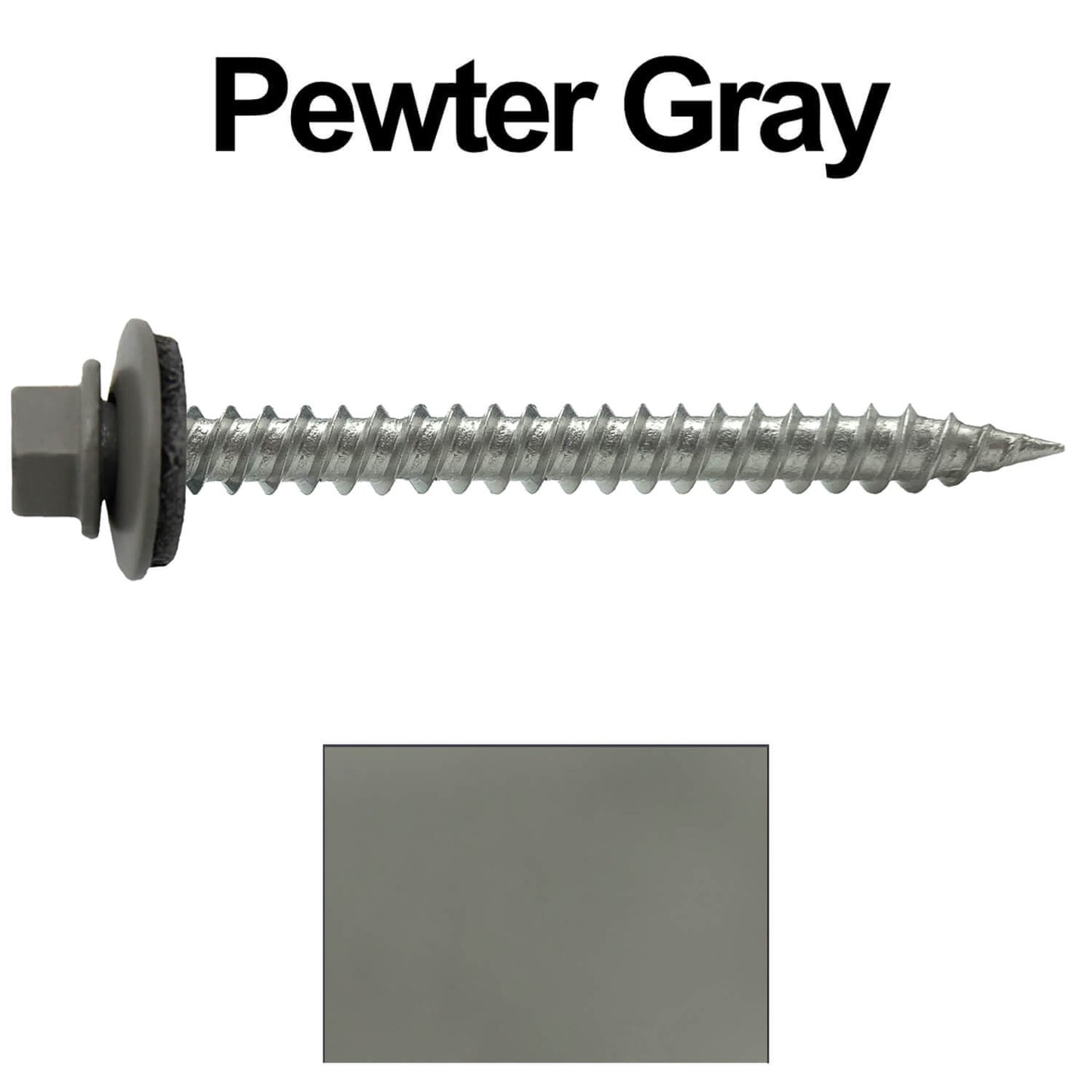 #9 x 2" Stainless Steel Metal Roofing Screws - Hex Washer Head - Self-Piercing (SP) tip metal to wood. EPDM washer. Colored head.
