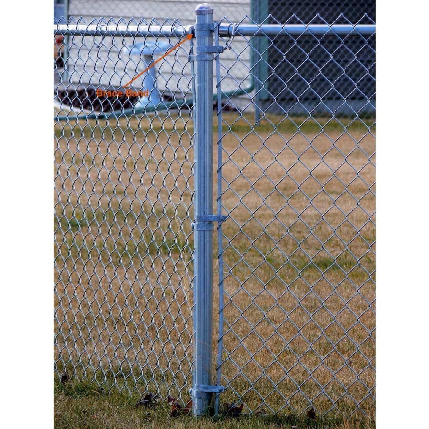 Brace Band for Chain Link Fence - Galvanized Chain Link Brace Band. Attach Rail Ends to terminal post, corner fence post, end fence post, gate fence post or gate frame