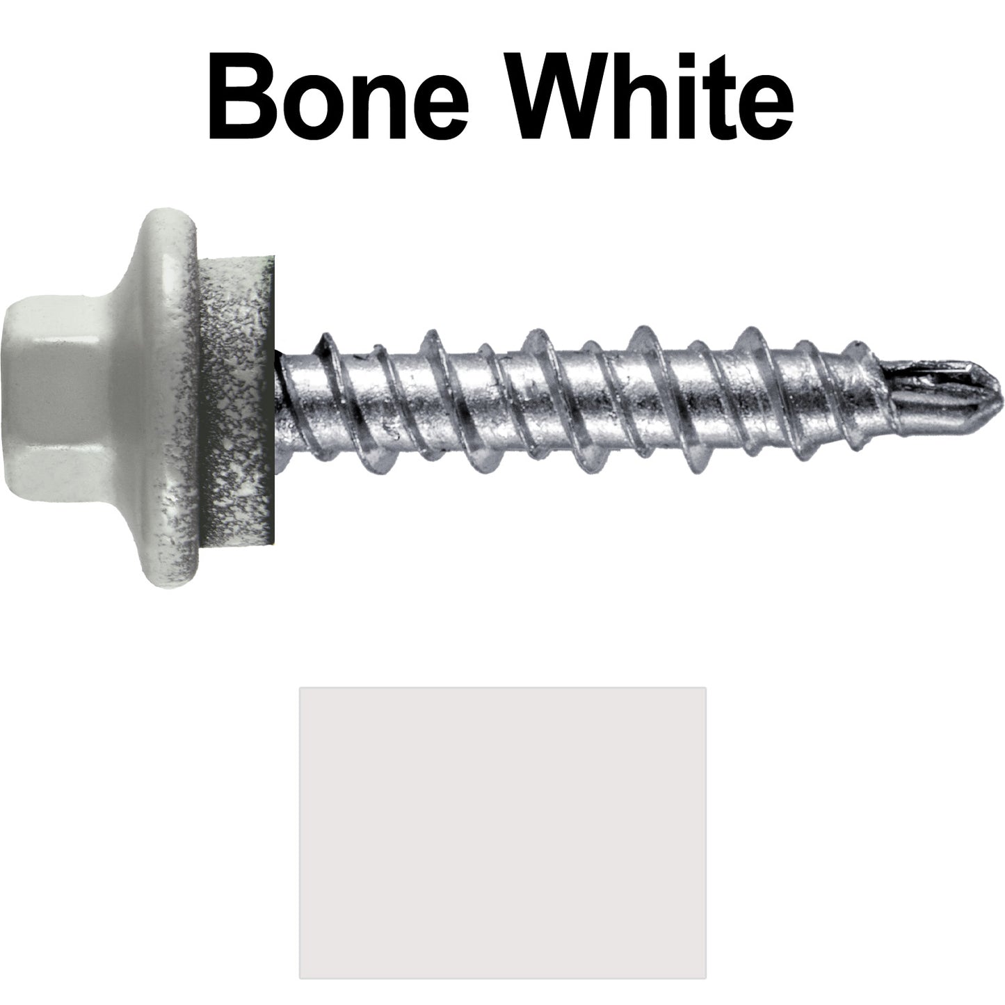 #10 x 1" Stainless Steel Mini Driller Sheet Metal Roofing Screw - Hex Washer Cap - Self starting metal to wood siding screws - EPDM washer. Colored Head.