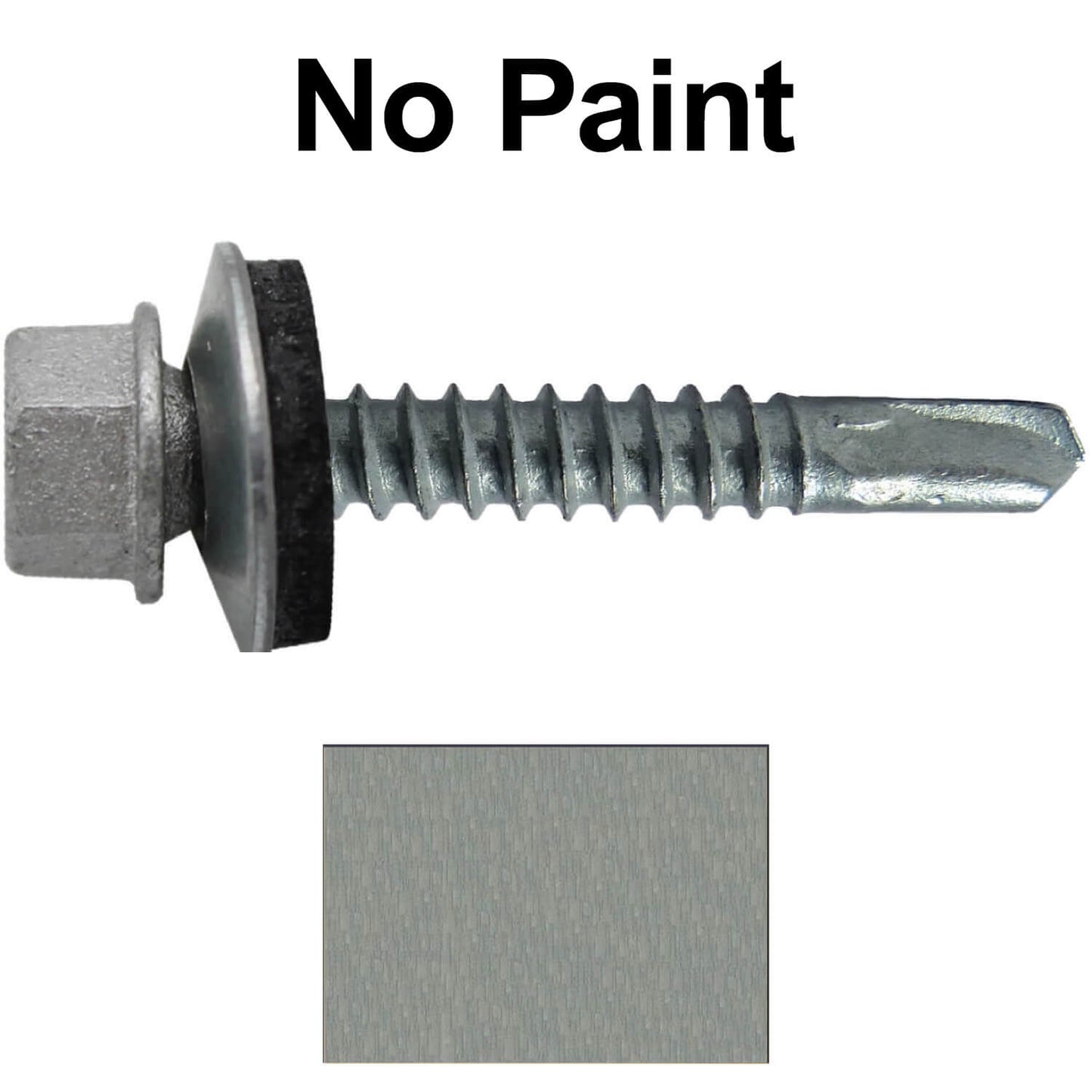 #12x1-1/2" Metal to Metal Type #3 Metal Roofing Screws- Hex Head Drill Point - 9/16" EPDM Washer. Colored head.
