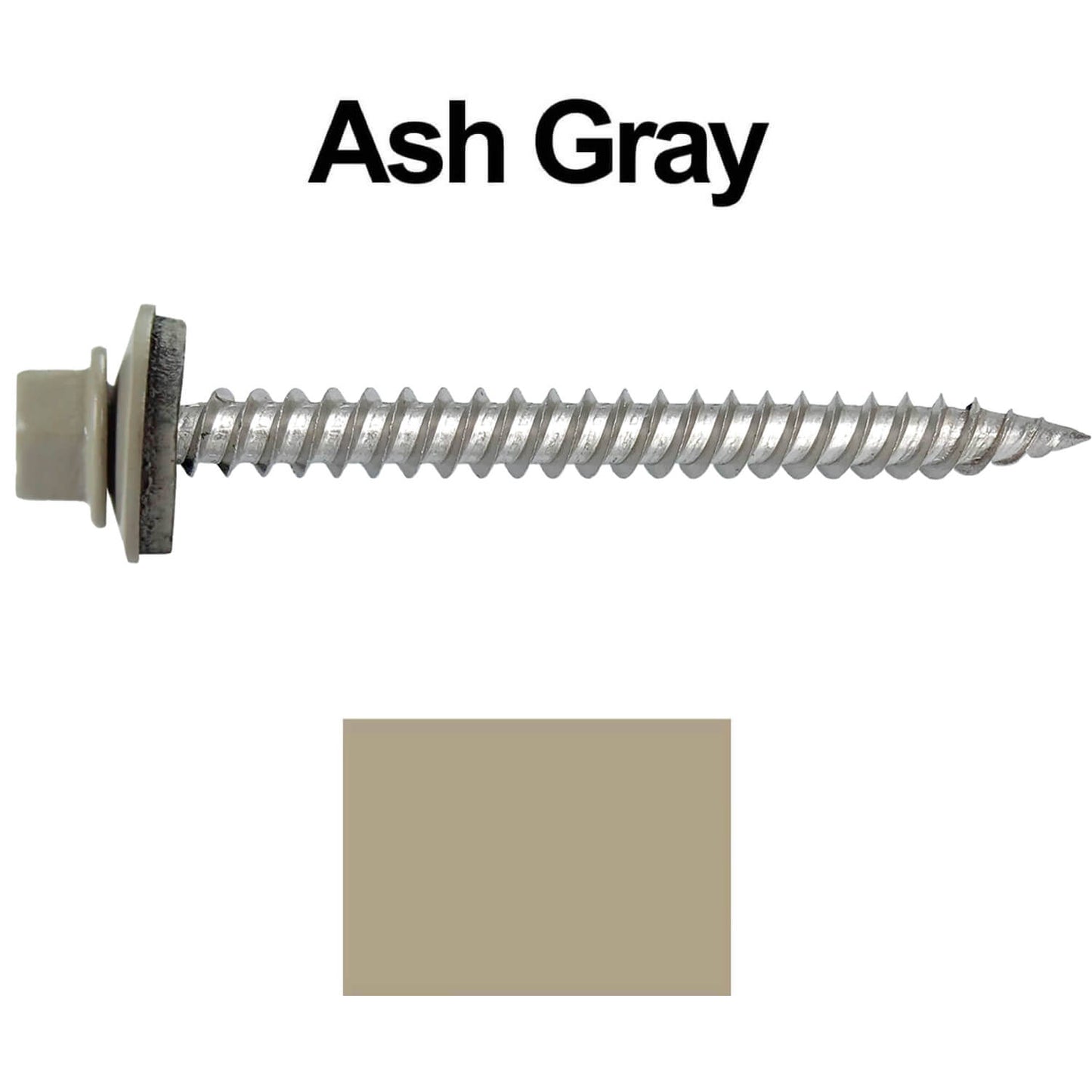 12 x 2-1/2" Stainless Steel Metal Roofing Screw - Hex Washer Head - Self starting/self tapping - EPDM washer. Colored head.