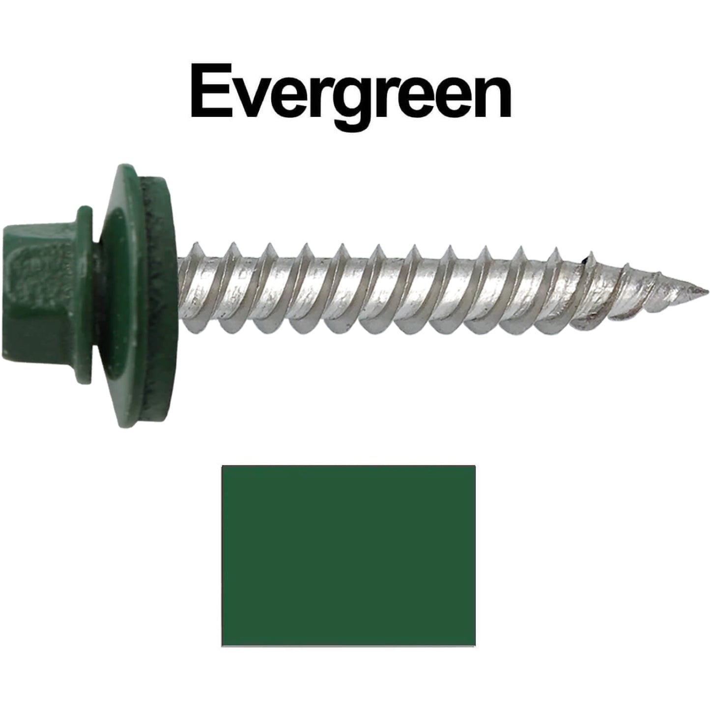 12 x 1-1/2" Stainless Steel Metal Roofing Screw - Hex Washer Head - Self starting/self tapping - EPDM washer. Colored head.