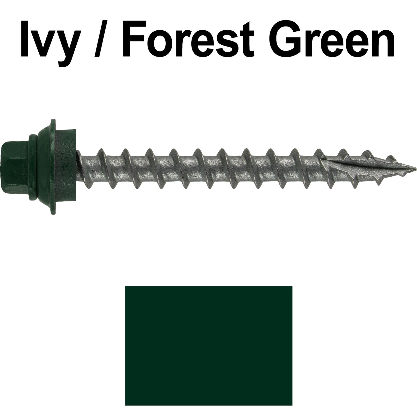 12 X 2" Metal Roofing Screws For OSB and Plywood - Galvanized Metal to Wood Type 17 Tip - 1/4" Hex Head - Assembled EPDM Washer