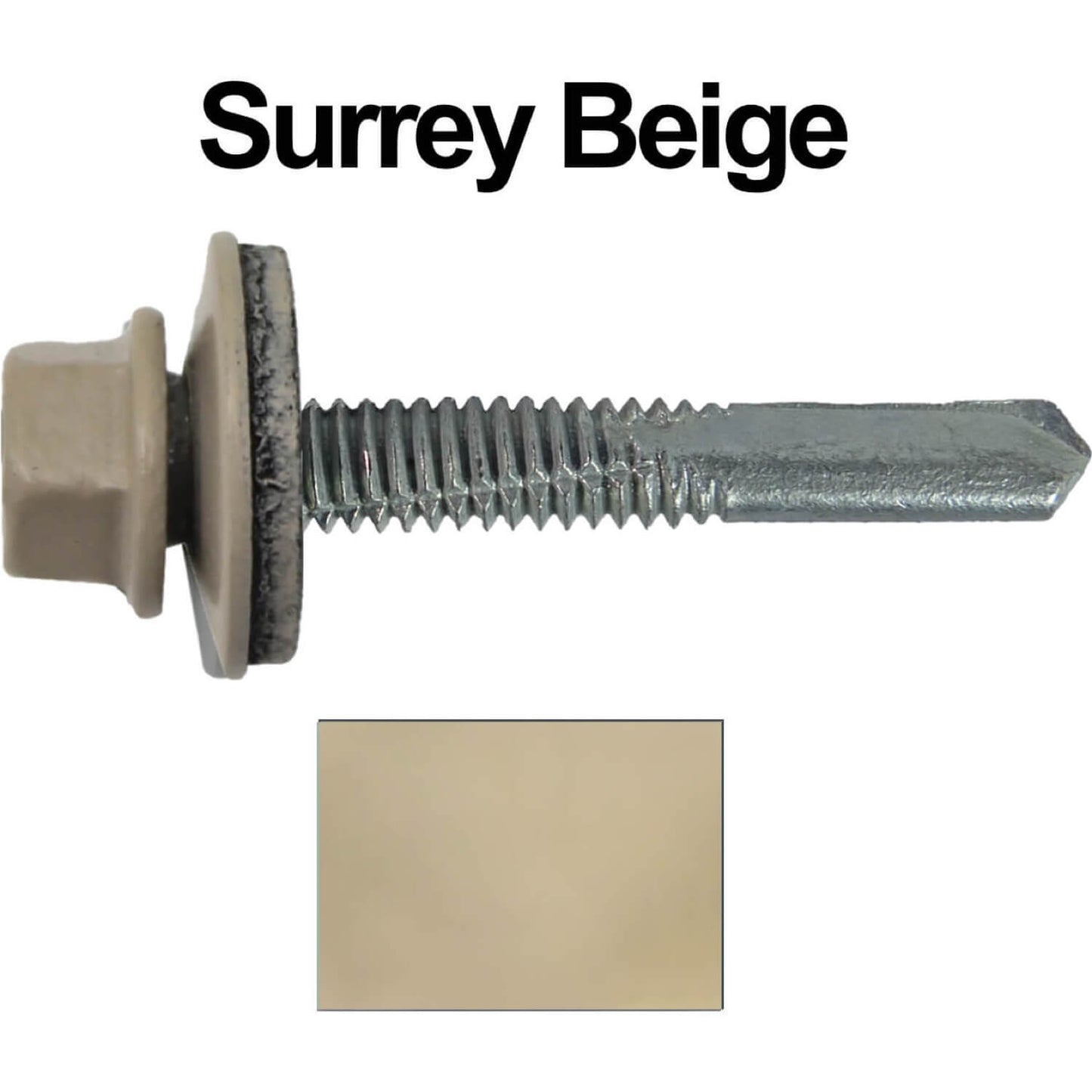 #12 x 1-1/2" Metal to Metal Type #5 Roofing Screws - Hex Head Drill Point. 9/16" EPDM Washer. Colored Head.