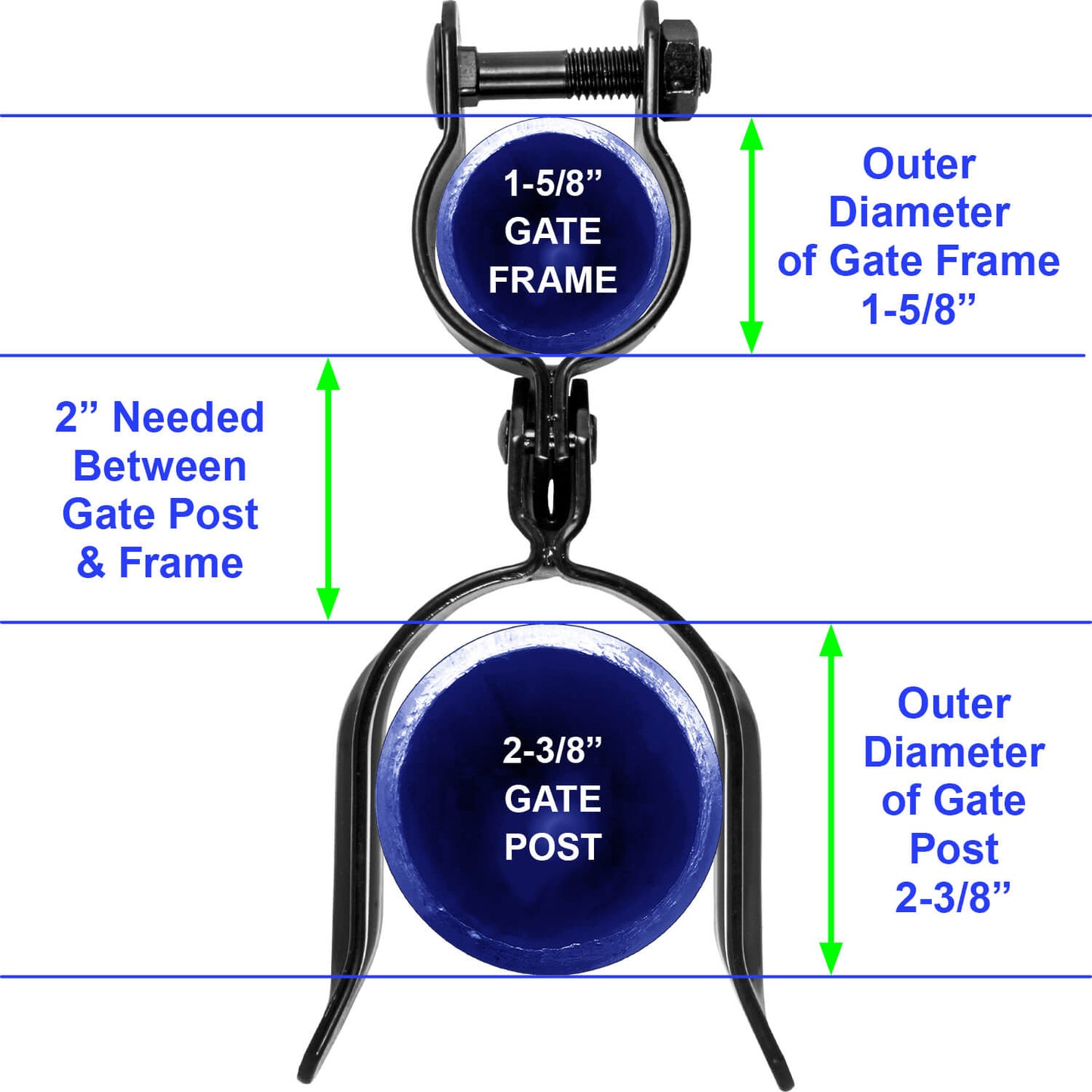 Black Heavy Duty Residential Chain Link Fork Latch - Powder Coated to Resist Rust and Corrosion.